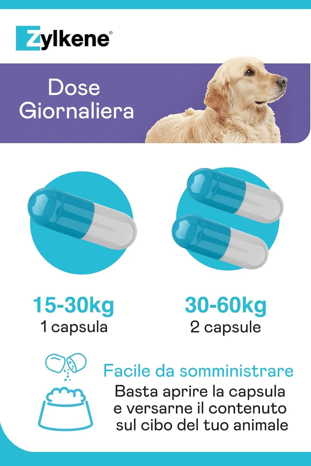 Zylkene Mangime Complementare | Cani di taglia grande (15-60 kg) 450 mg | Promuove il rilassamento nelle situazioni di disagio nel breve termine: Rumori forti, Visite veterinarie | 100 capsule - immagine 6
