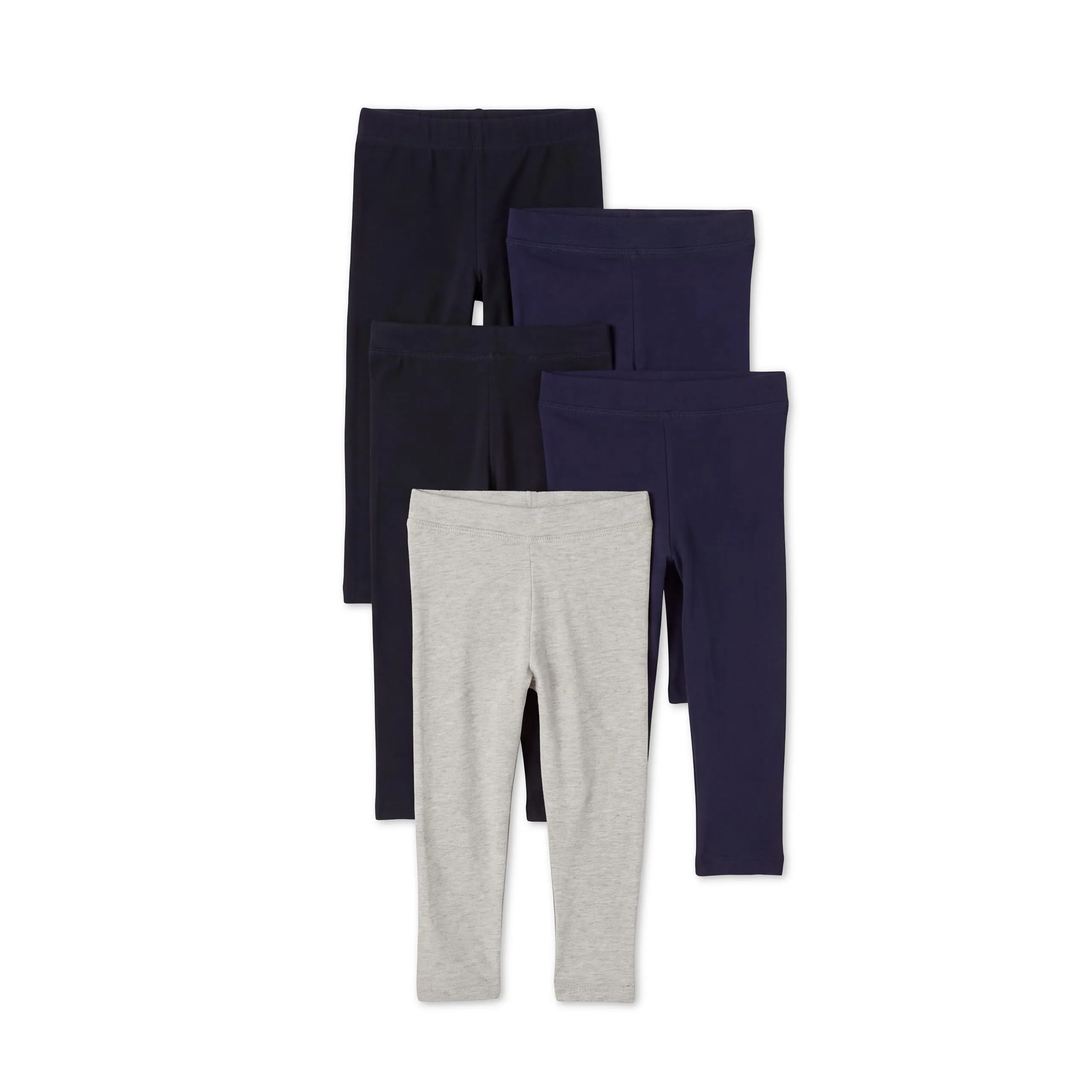 Amazon Essentials Leggings Bambine e Ragazze, Pacco da 5, Blu Marino/Grigio Puntinato/Nero, 2 Anni - immagine 1