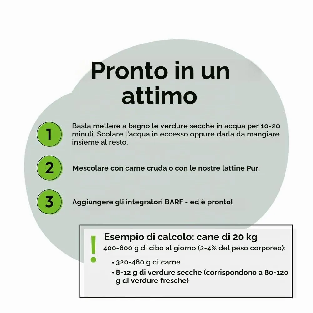 GRAU L’originale, Miscela di verdure essiccate per un’alimentazione naturale integrata (BARF), “Composto n. 2”, integratore alimentare per cani, 1 confezione da 150 g - immagine 7
