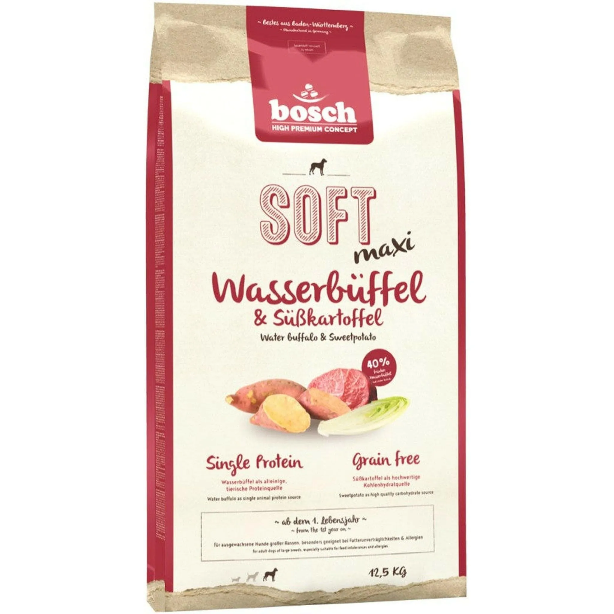 bosch HPC SOFT Maxi Bufalo d'acqua & patata dolce | Cibo semi-umido per cani adulti di taglia grande | Proteina singola | Senza cereali | 1 x 12500 g - immagine 1