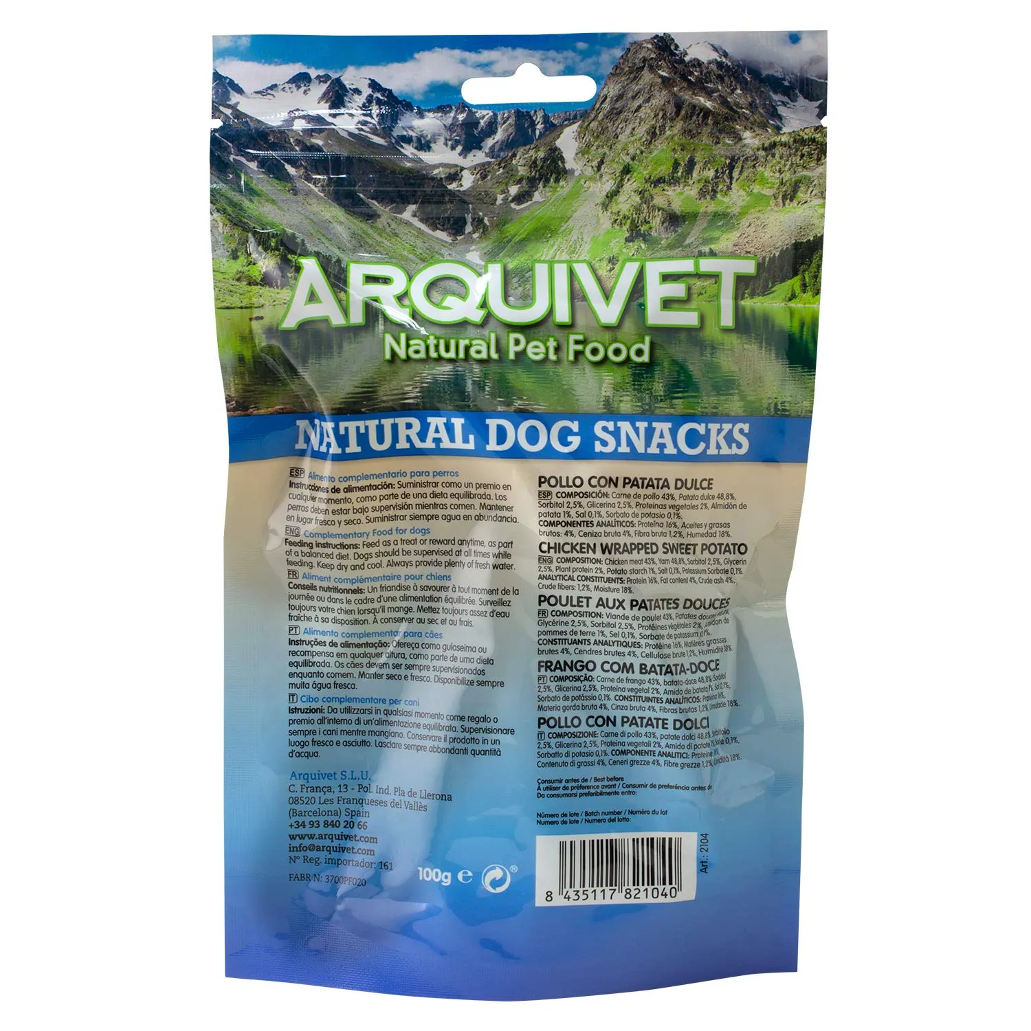 ARQUIVET Pollo con patate dolci - 100 gr - Snack 100% naturali per cani - prelibatezze per cani - Prodotto leggero - Molto ricco di sostanze nutritive - immagine 4