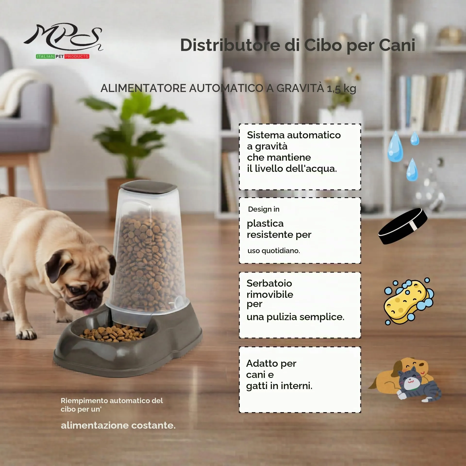 Arquivet, Dispender per cibo Maya Kg 1,5, colore Marrone - immagine 5