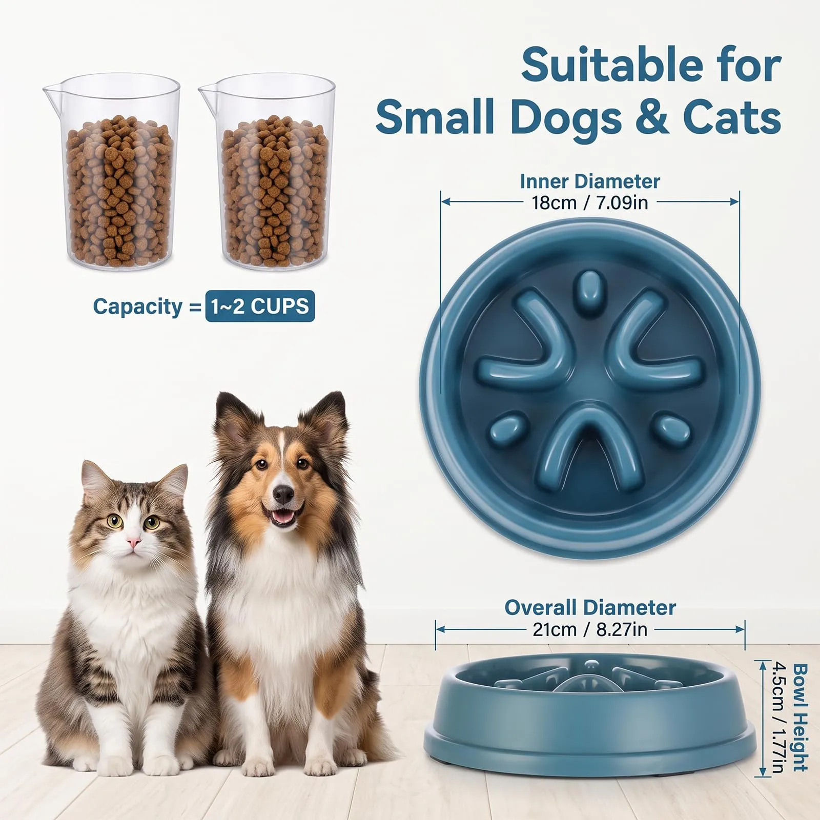 Romon Ciotola Anti Ingozzamento, Blu Ciotola Anti Ingozzamento Gatto, Ciotola Per Cani Anti Ingozzamento con labirinto design divertente - per una digestione sana (21x4,5cm) - immagine 4