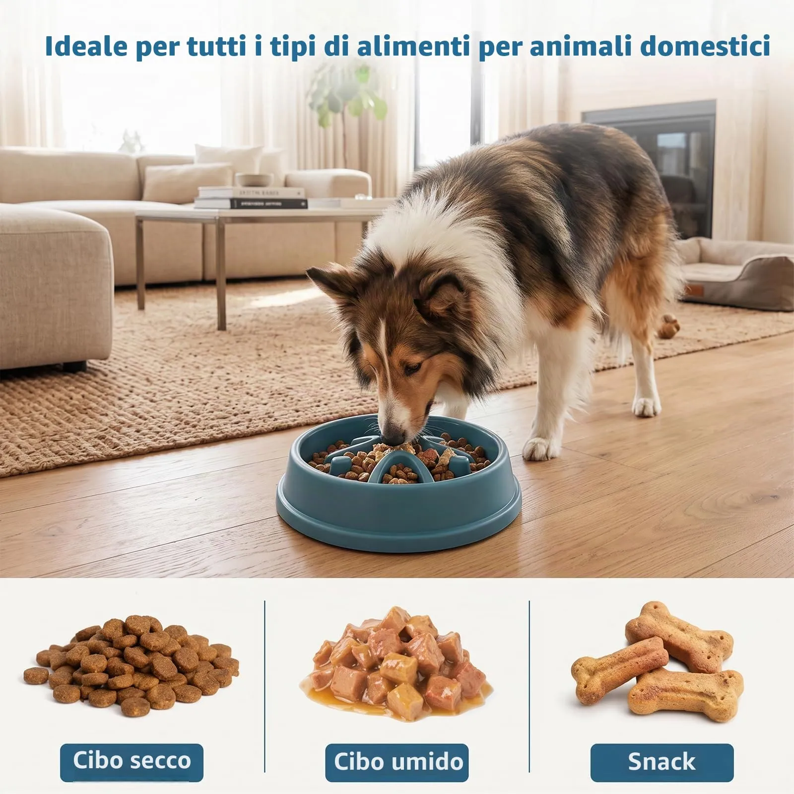 Romon Ciotola Anti Ingozzamento, Blu Ciotola Anti Ingozzamento Gatto, Ciotola Per Cani Anti Ingozzamento con labirinto design divertente - per una digestione sana (21x4,5cm) - immagine 7