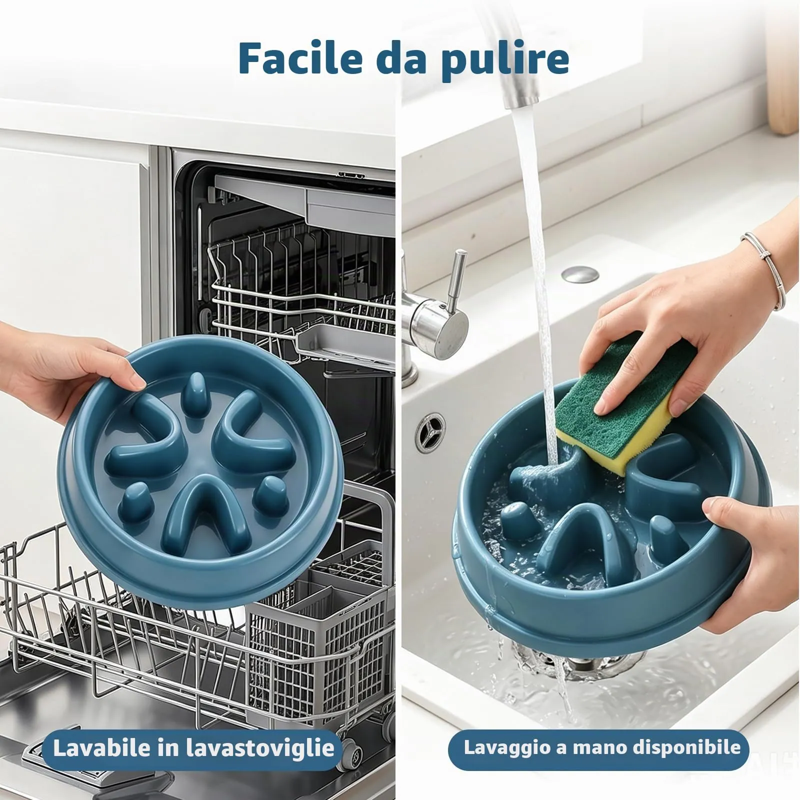 Romon Ciotola Anti Ingozzamento, Blu Ciotola Anti Ingozzamento Gatto, Ciotola Per Cani Anti Ingozzamento con labirinto design divertente - per una digestione sana (21x4,5cm) - immagine 8