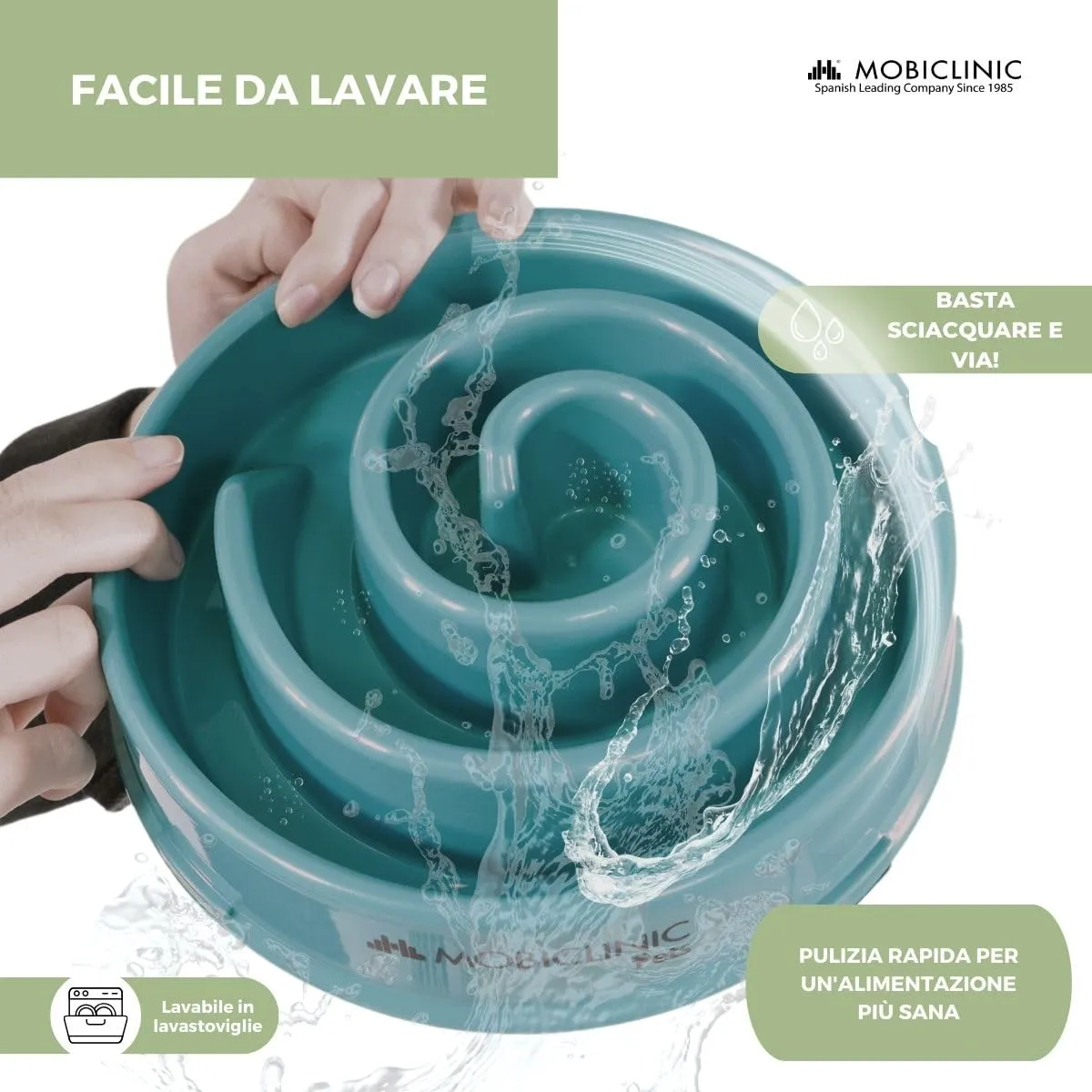Mobiclinic®, Ciotola anti ingozzamento, per Cani, Antiscivolo, Forma a Spirale, 21 x 4,5 cm, Benessere Digestivo, 500 ml, Facile da Pulire, Resistente e Durevole, Gatti, Animali Domestici - immagine 5