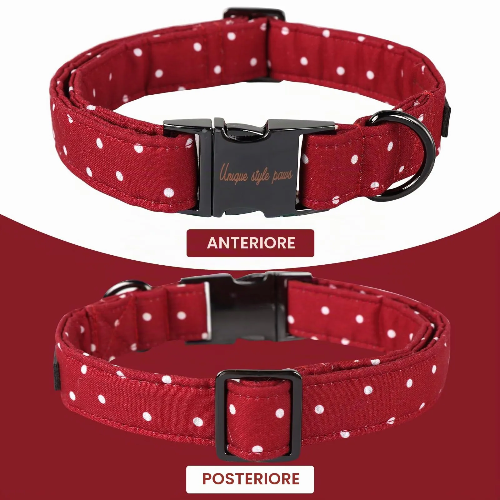 Unique style paws Collare per cani, collari per cani per cani di taglia piccola, media e grande, collare per cani con papillon regolabile XS-XL - immagine 2