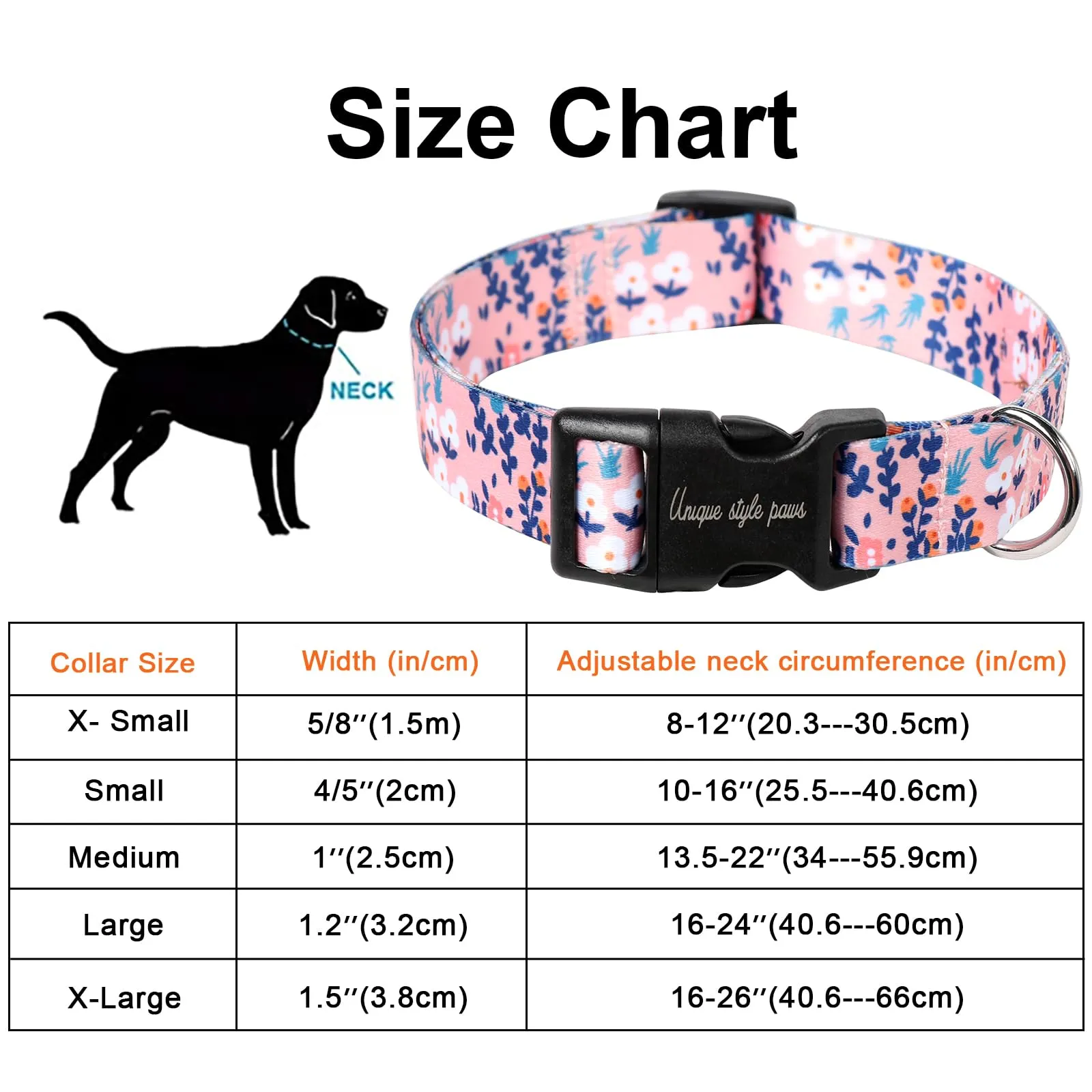 Unique Style Paws Collare e guinzaglio per cane, stile foglie blu, grande fiocco farfalla, regalo per cani piccoli, medi e grandi, taglia M - immagine 4
