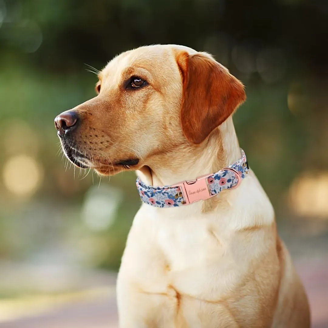 Collare per cani Unique style paws con fiore blu, imbracature, collari e guinzagli per cani, collare per cani, catena con farfalla, collare per cani, guinzaglio per cani, regali per cani di taglia - immagine 3