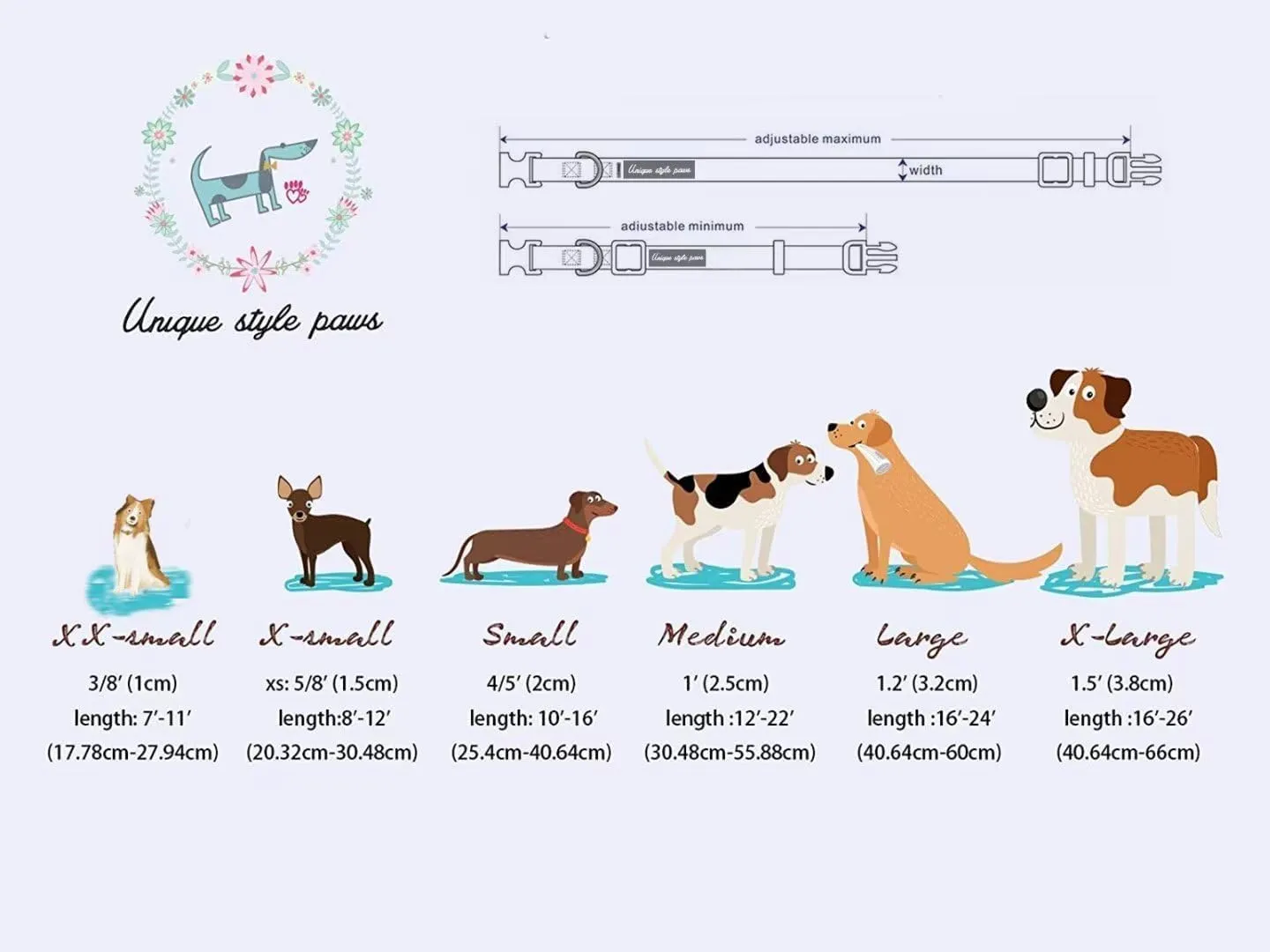 Collare per cani in rosa di Unique style paws, con fibbia, collari e guinzagli per cani, collare per cani, catena con farfalla, collare per cani, collare a trazione, regali per cani di taglia piccola - immagine 6