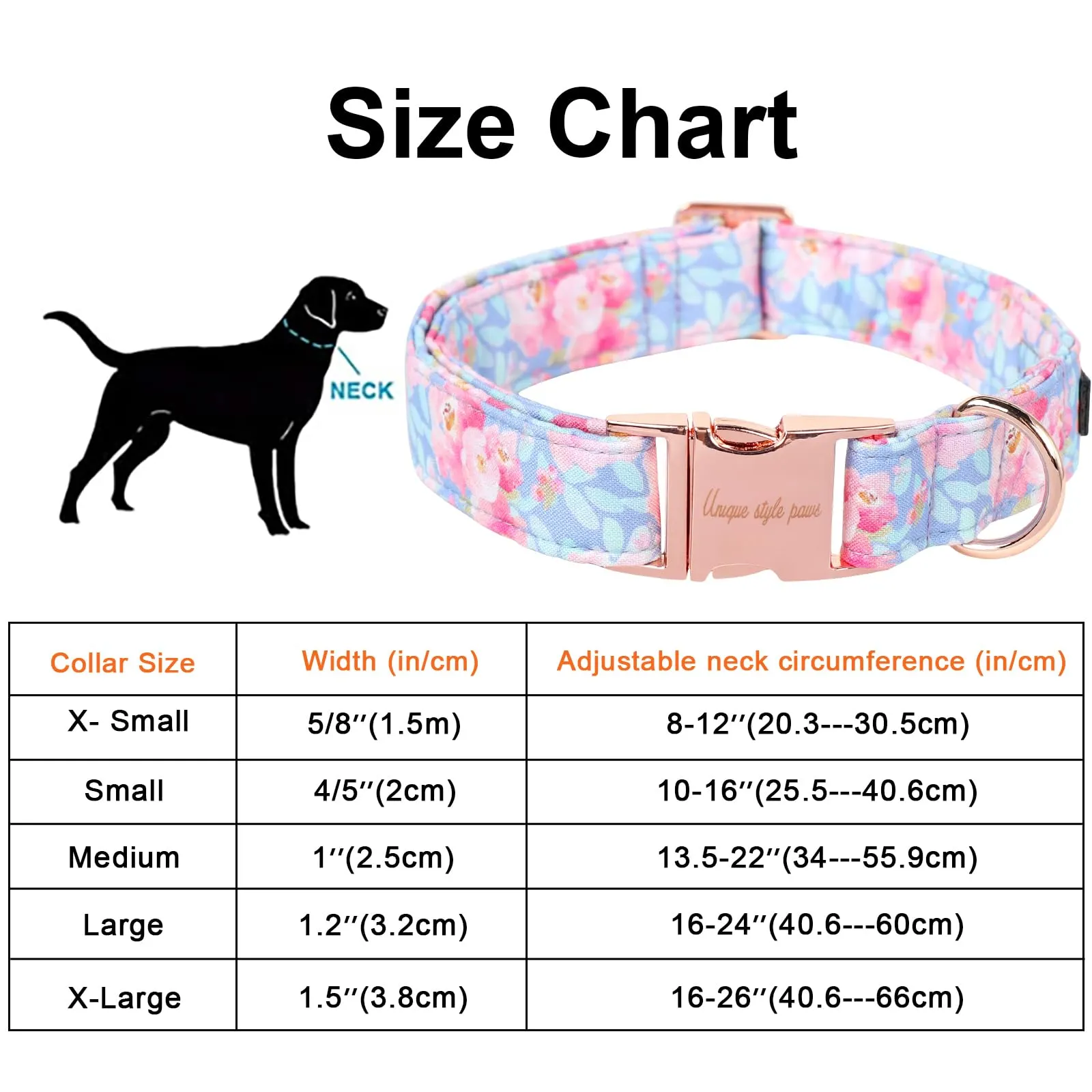 Unique style paws Collare estivo per cani blu imbracatura collari e guinzagli per collare rosa fiore cane catena larga collare per cani collare a strozzo regali per cani di piccola taglia medi grandi - immagine 3