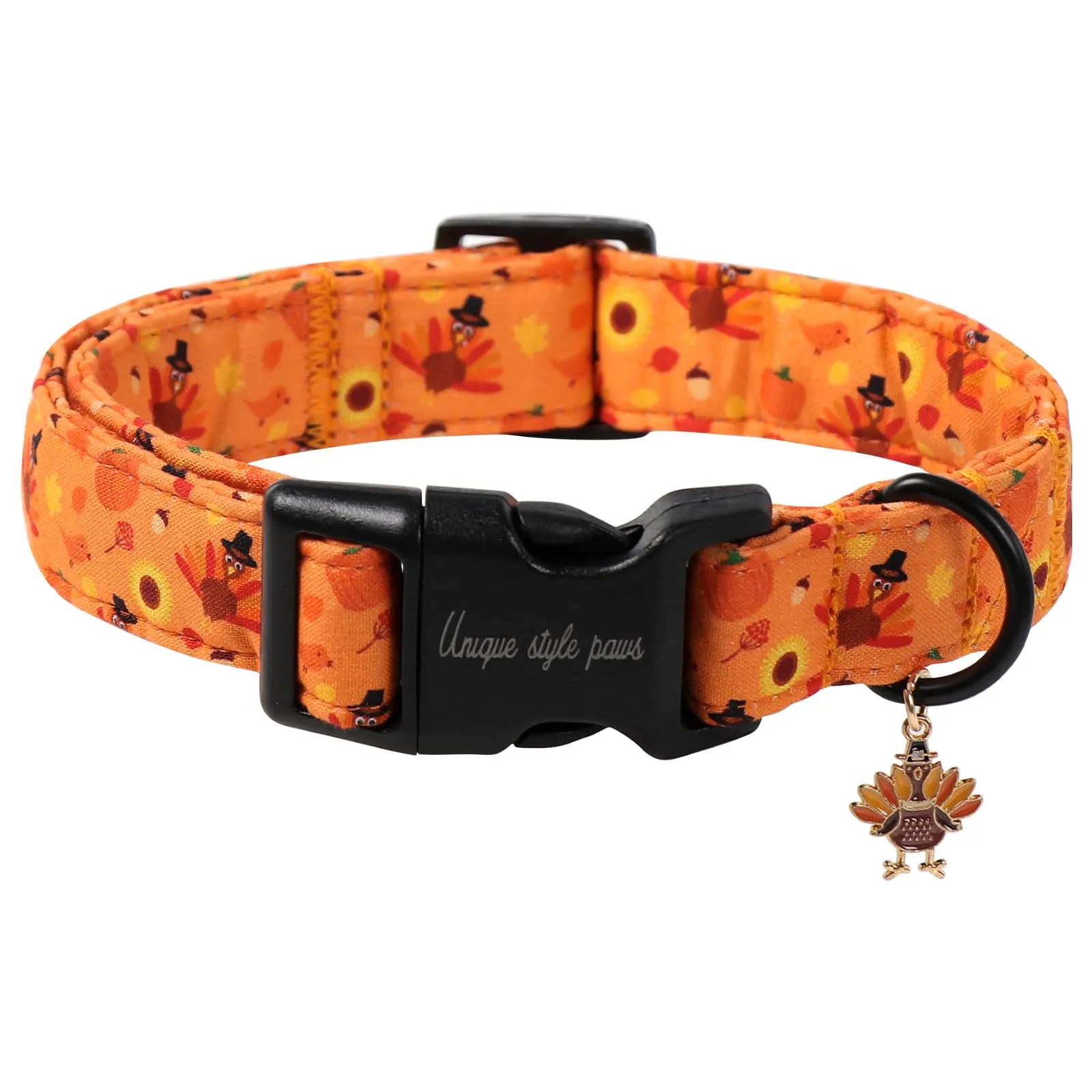 Unique style paws Collare di Halloween per cani, adorabile collare a forma di zucca con chiusura rapida in plastica, comodo collare in cotone per cani maschi e femmine - immagine 1