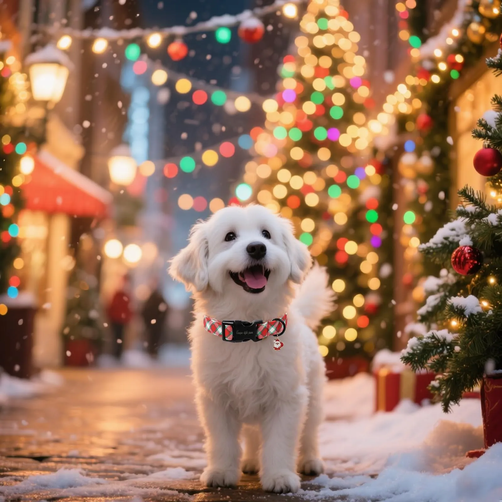Unique style paws Collare per cani di Natale a plaid rosso verde con Babbo Natale – Collare per cani festivo regolabile con lembo a sgancio rapido, collare natalizio per Natale - immagine 5