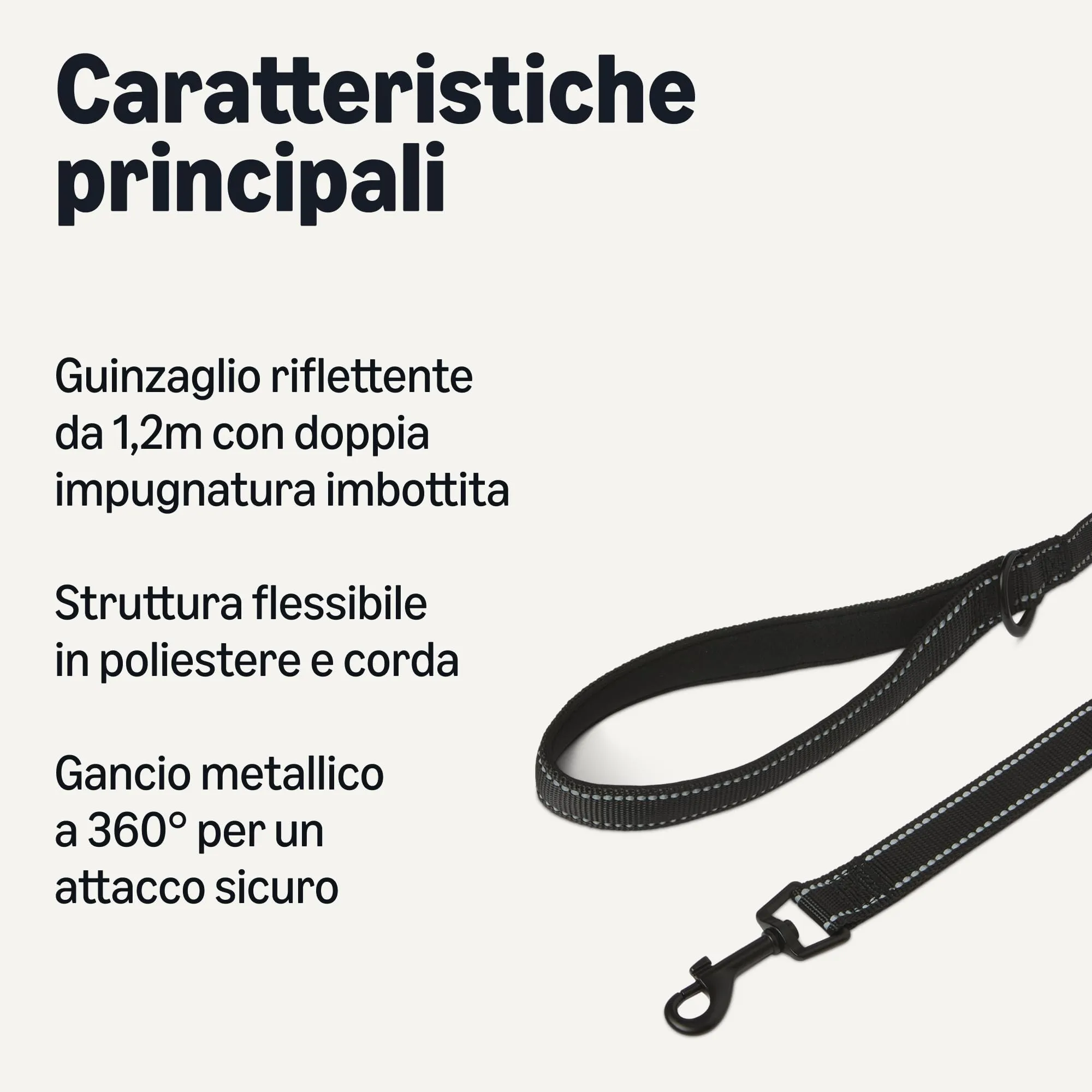 Amazon Basics Guinzaglio per Cani con Due Maniglie Imbottite e Anello a D, 1,2 m - immagine 2