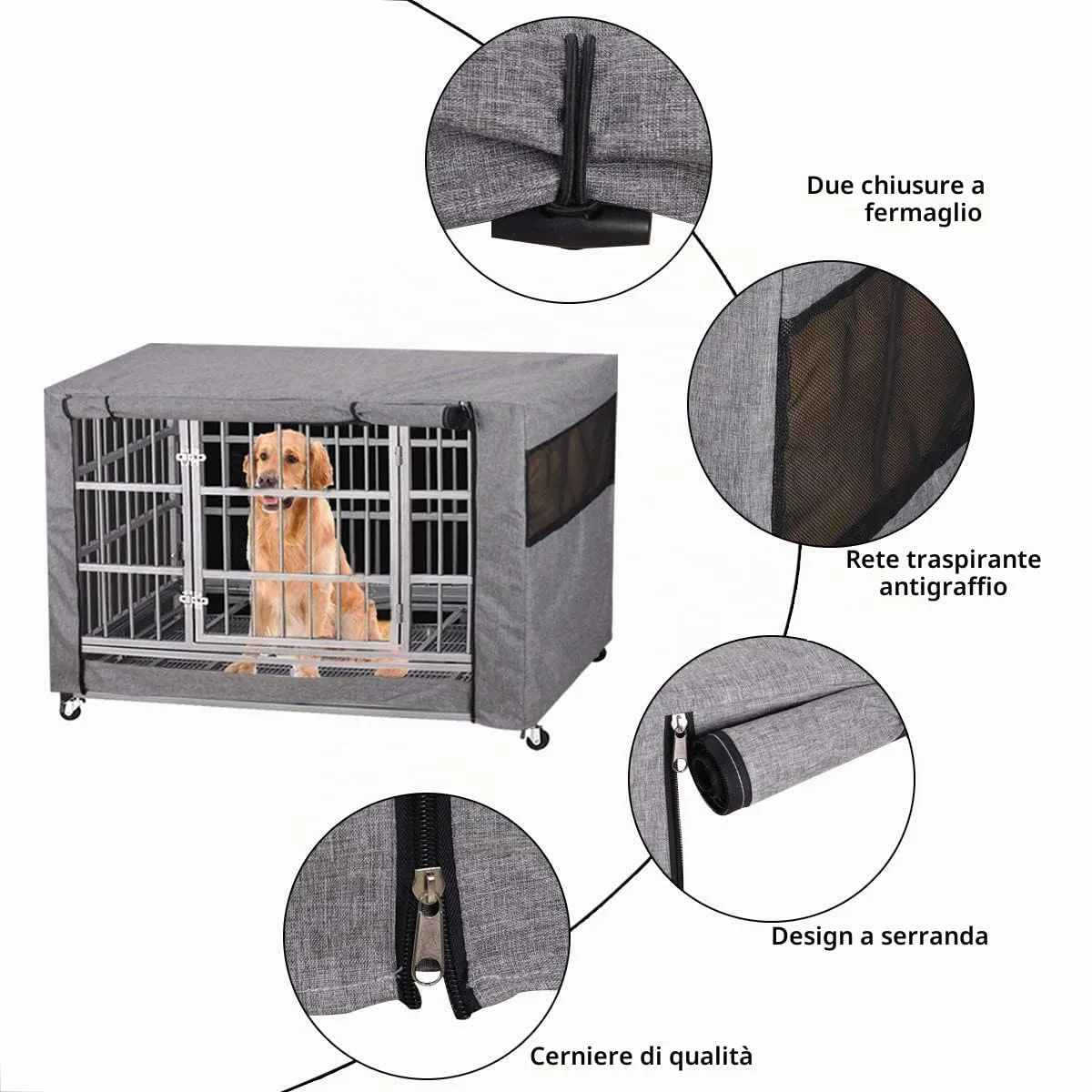 chengsan - Copertura per gabbia per cani, in poliestere, protezione resistente e antivento, per interni ed esterni - immagine 2