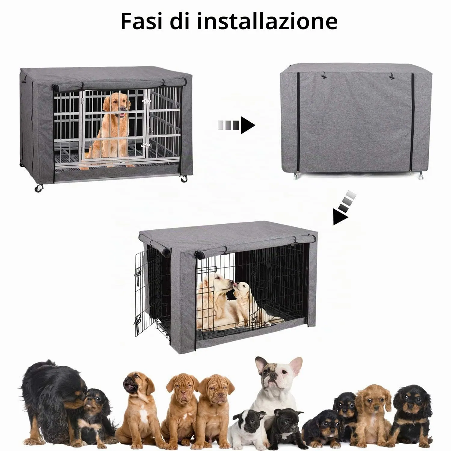 chengsan - Copertura per gabbia per cani, in poliestere, protezione resistente e antivento, per interni ed esterni - immagine 5
