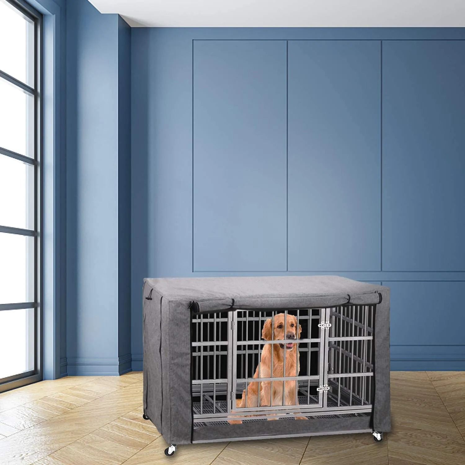 chengsan - Copertura per gabbia per cani, in poliestere, protezione resistente e antivento, per interni ed esterni - immagine 6