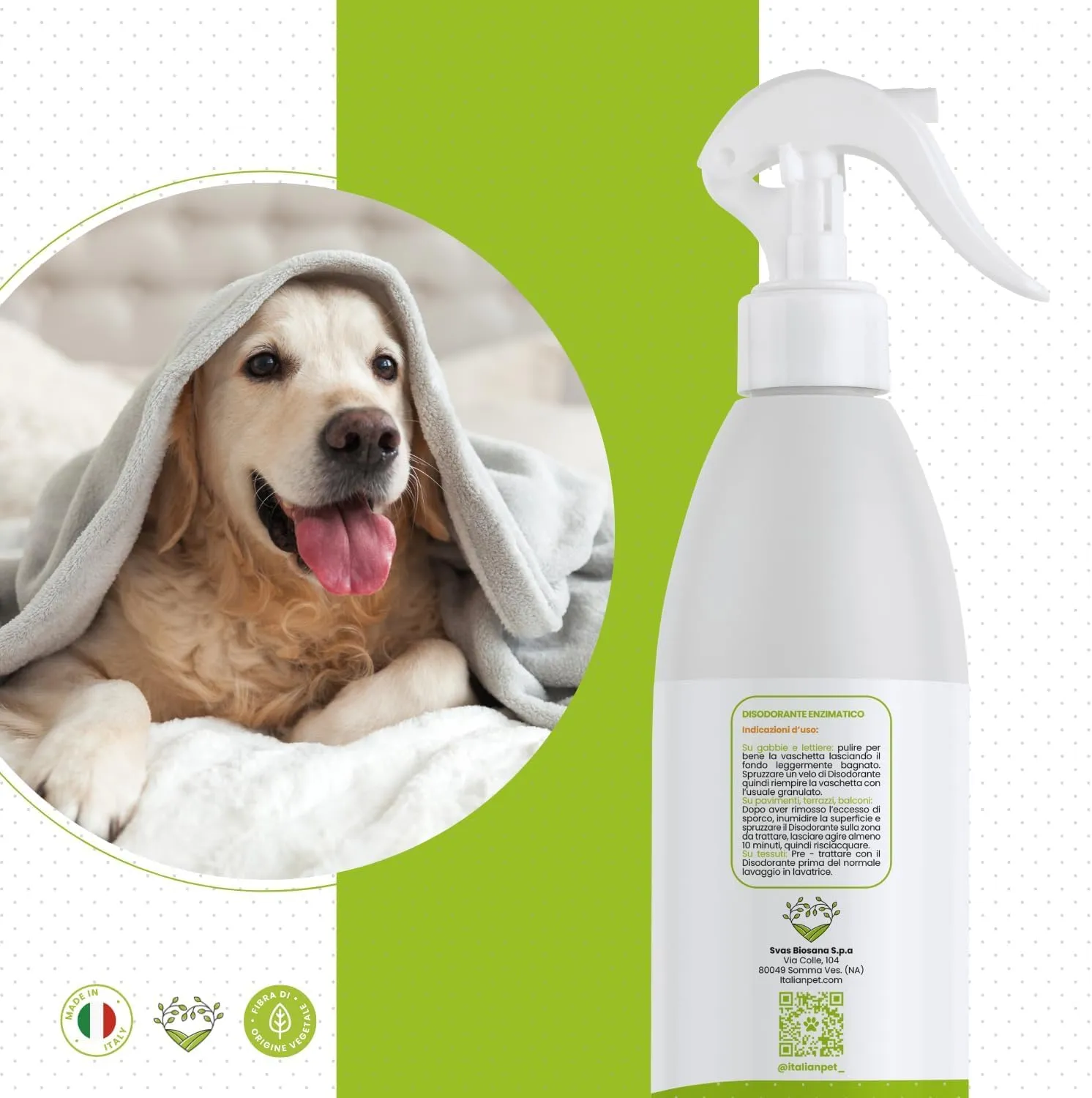 Italian Pet Elimina Odori Naturale Spray - Disodorante Enzimatico - Neutralizza Odori Tessuti, Cucce, Gabbie, Pavimenti, Divani, Tappeti - 500ml - Flacone plastica 100% riciclata - immagine 3