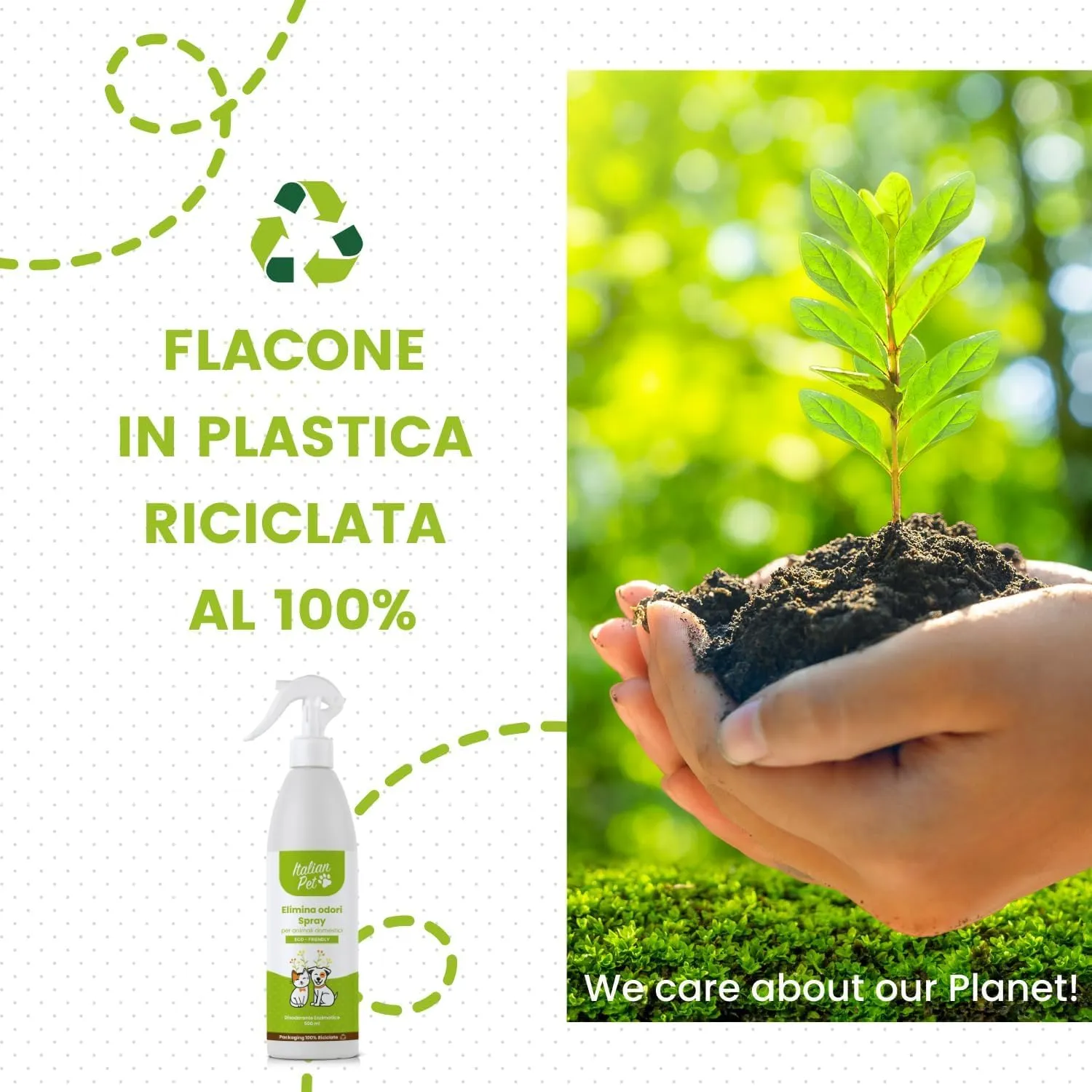 Italian Pet Elimina Odori Naturale Spray - Disodorante Enzimatico - Neutralizza Odori Tessuti, Cucce, Gabbie, Pavimenti, Divani, Tappeti - 500ml - Flacone plastica 100% riciclata - immagine 5