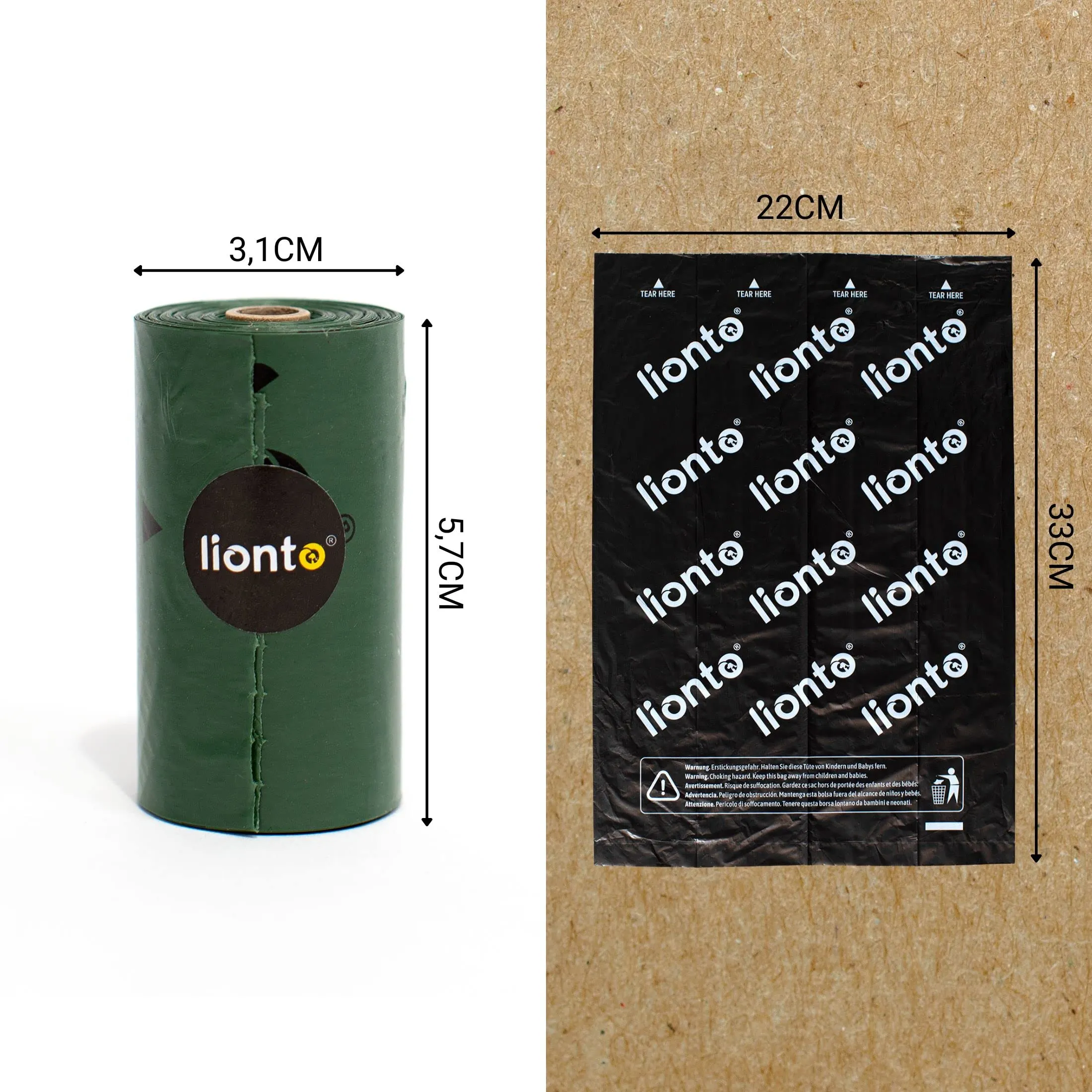 lionto Sacchetti igienici cane 600 sacchetti (40 rotoli) inodore, facili da strappare, impermeabili e extra spessi per cani e gatti, ricariche compatibili, nero/verde - immagine 6