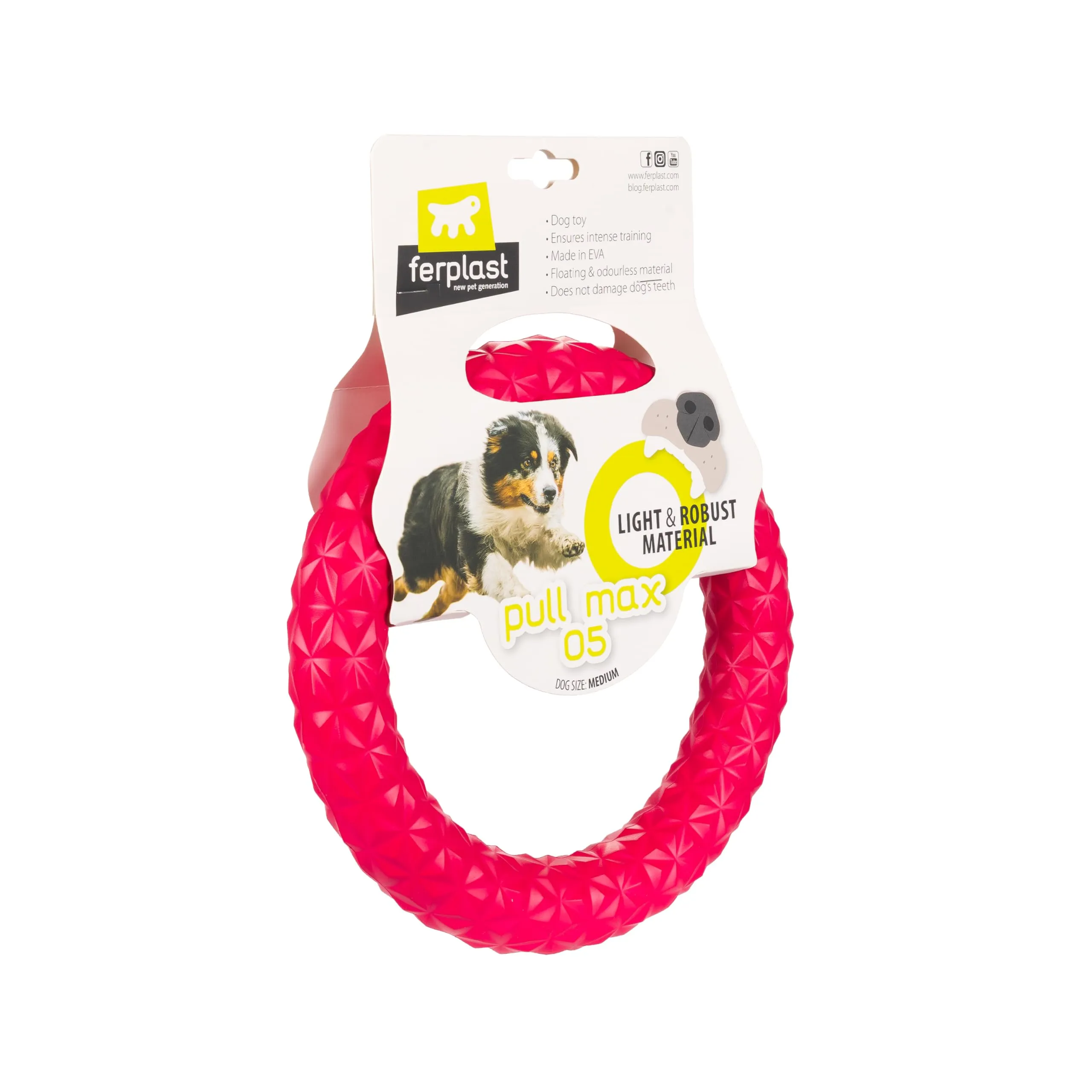 Ferplast Gioco Cane Pull Max 05, Anello Addestramento Cani da Masticare, per Corsa, Salto, Tiro, Materiale Robusto Atossico, Galleggiante, per Cani Taglia Media - immagine 1