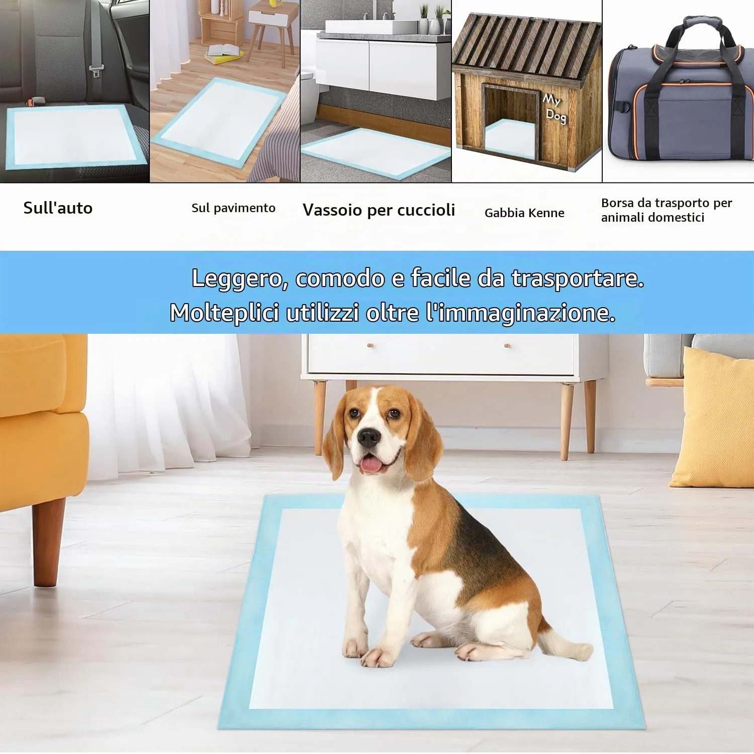 40 Pezzi Grande Tappetino Assorbente per Cani, 80x120cm Alese Usa e Getta, Alèse Pipi Tappetino Educativo per Cani di Taglia Grande, Tappetino Igienico per l'Apprendimento della Pulizia (40 Pezzi - immagine 3