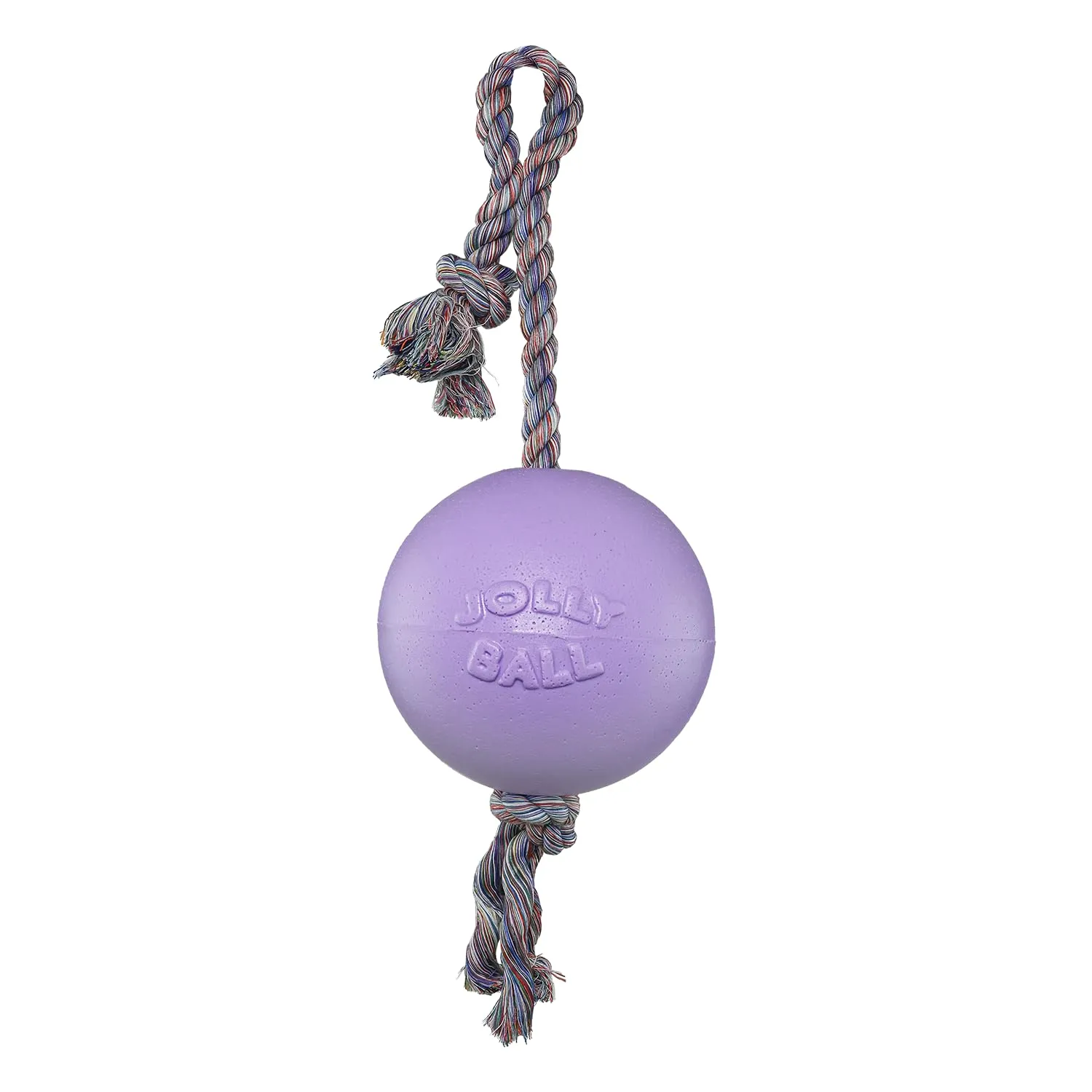 Jolly Pets, Romp-n-Roll - Giocattolo per cani con corda e pallina, 20 cm, taglia L, viola chiaro - immagine 1