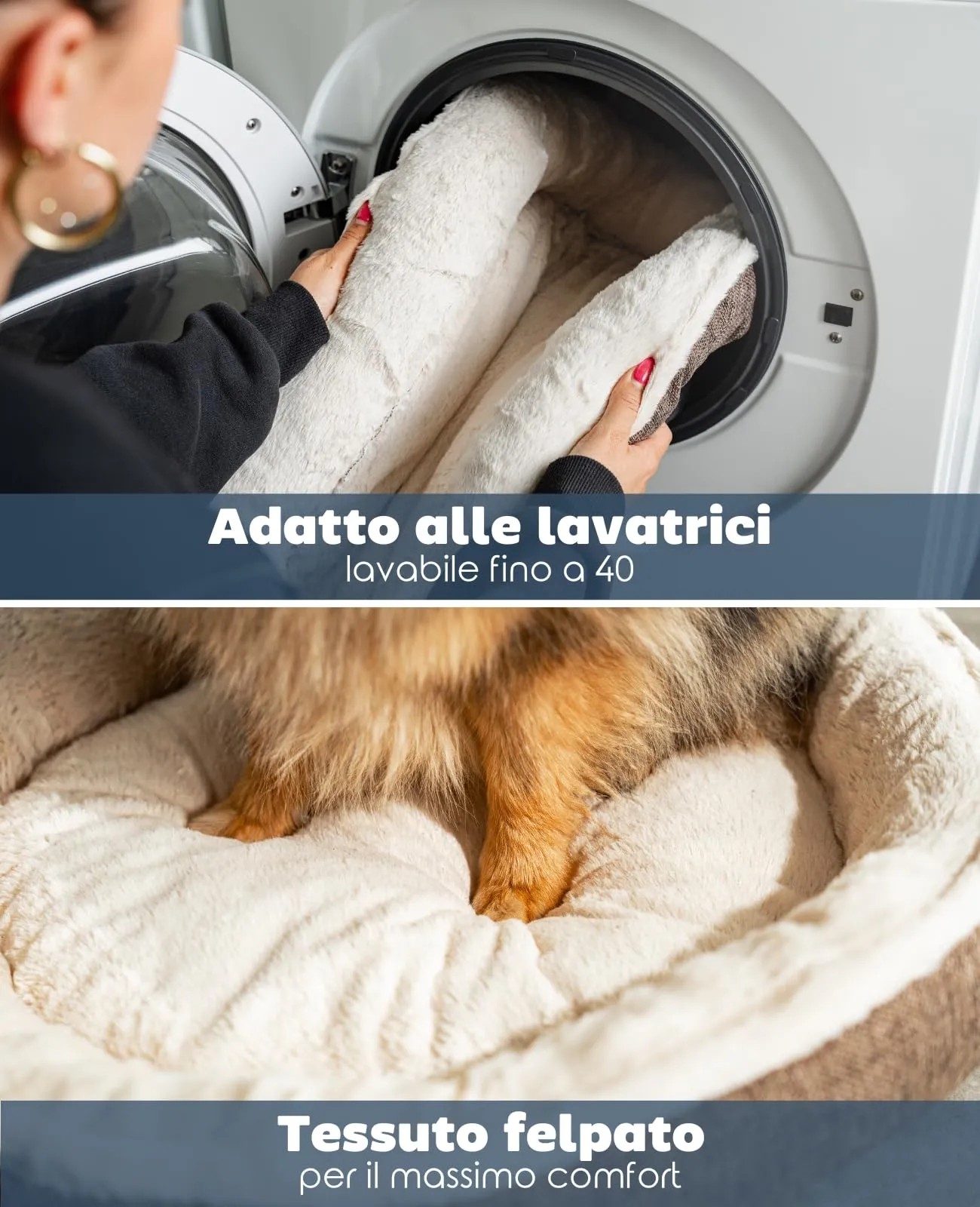 lionto Cuccia Rotonda a Ciambella, Cuscino Cane e Gatto Ø 55 cm, Marrone - immagine 4