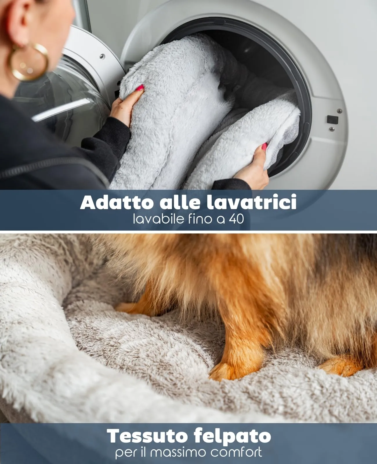 lionto Cuccia Rotonda a Ciambella, Cuscino Cane e Gatto, Ø 65 cm, Grigio - immagine 4