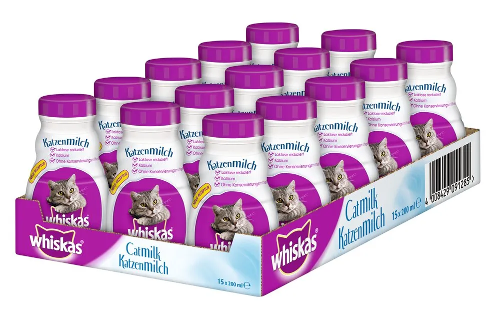 Whiskas Latte per Gatti a Partire da 6 Settimane, 15 Bottiglie, 15 x 200 ml, Delizioso Snack per Un Gatto Felice, Prodotto da lattosio e Facilmente digeribile, 3 l (Confezione da 1) - immagine 4