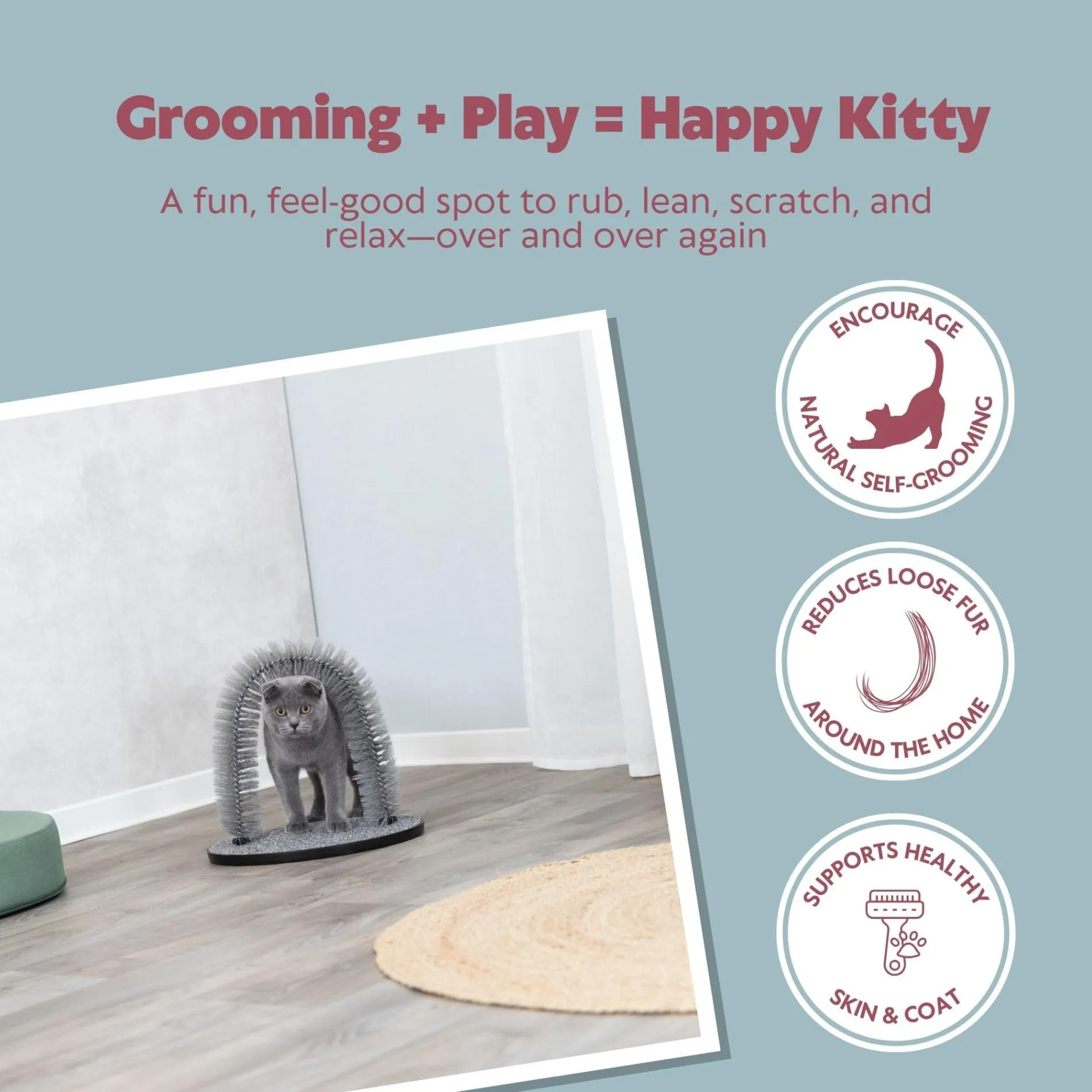 Trixie Gioco Gatto Arco per Massaggio e Cura del Pelo 36x33 cm Grigio - immagine 2