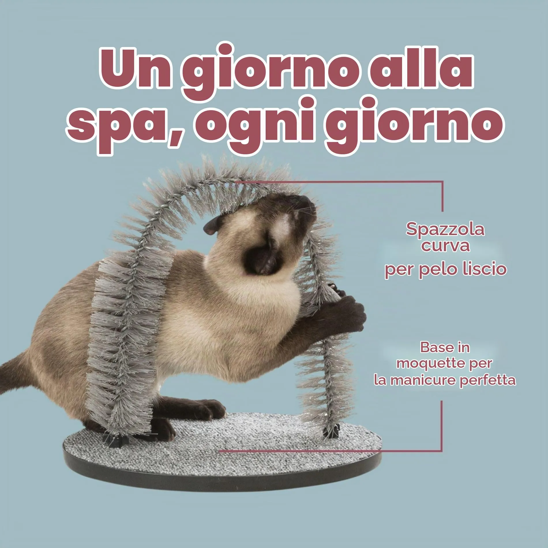 Trixie Gioco Gatto Arco per Massaggio e Cura del Pelo 36x33 cm Grigio - immagine 3