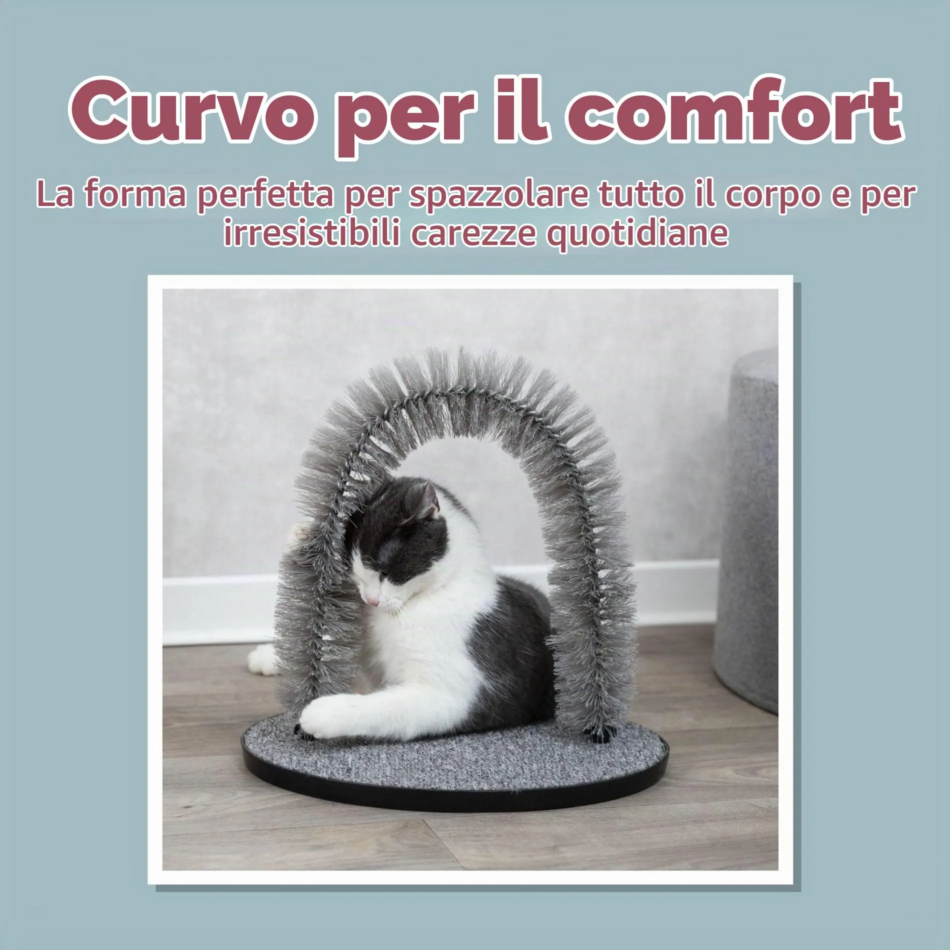 Trixie Gioco Gatto Arco per Massaggio e Cura del Pelo 36x33 cm Grigio - immagine 4