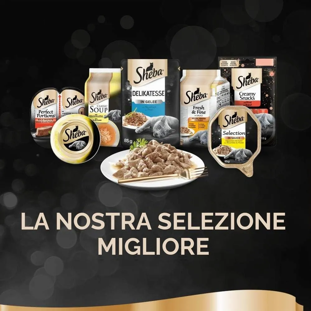 Selezione di cibo umido per gatti Sheba in salsa, 40 buste monoporzione, 40 x 85 g (1 confezione grande), variante di pollame umido con anatra, pollo e tacchino (la confezione può variare) - immagine 2
