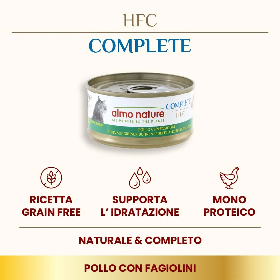 Almo Nature HFC Complete, Alimento Umido per Gatti Adulti - Pollo con Fagiolini, Monoproteico - 70g, Confezione da 24 - immagine 3