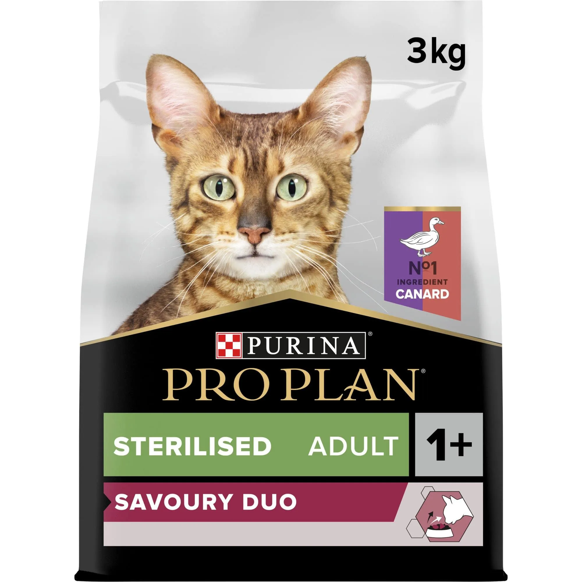 Purina Pro Plan Sterilised Savoury Duo Crocchette Gatto Anatra e Fegato 3kg - immagine 1