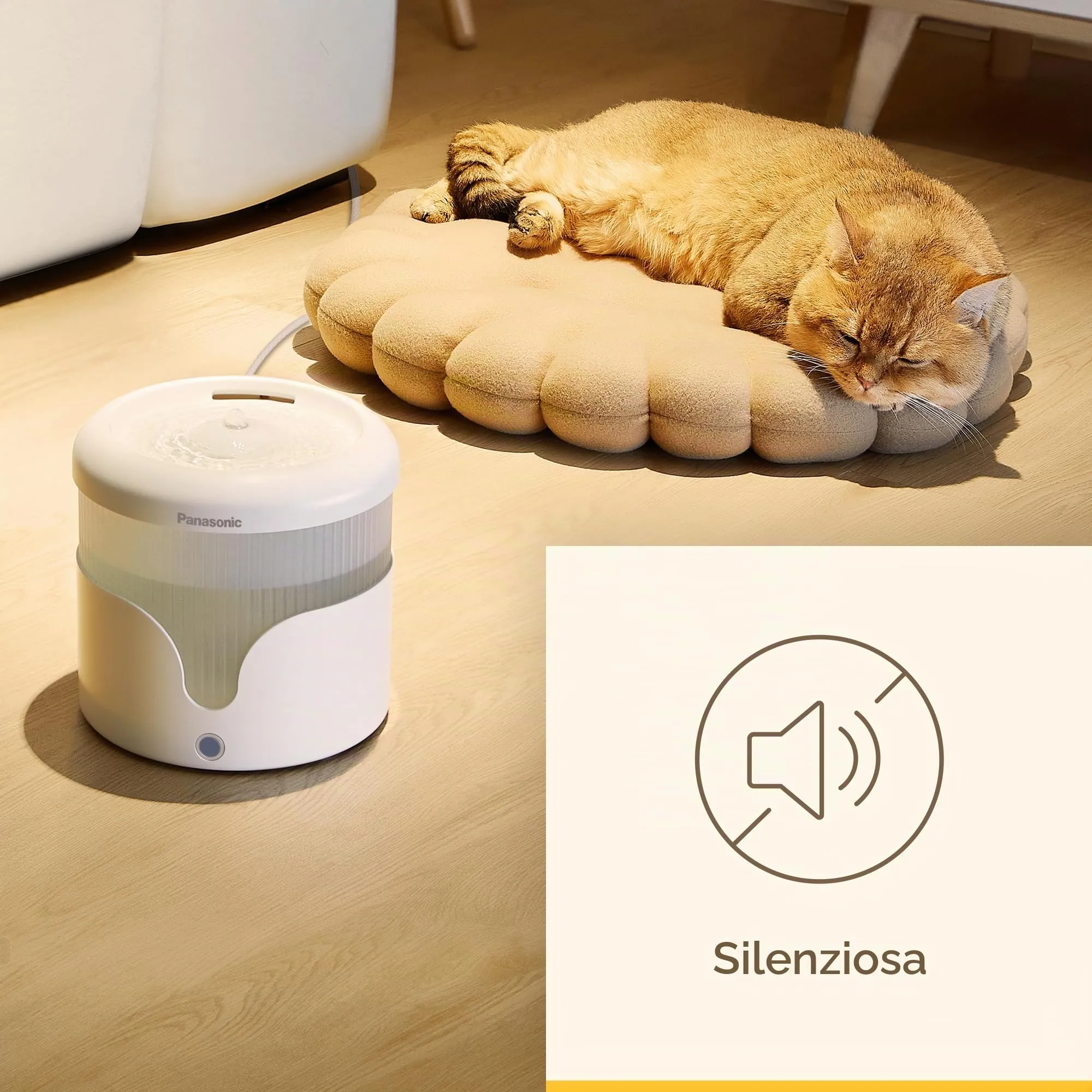 PANASONIC Fontana per Animali Domestici CP-JNW01-W, Fontana per Gatti e Cani di Taglia Medio-Piccola, Capacità 1,9L, Filtro a 4 Livelli, Super Silenziosa, Due Modalità, Bianco - immagine 4