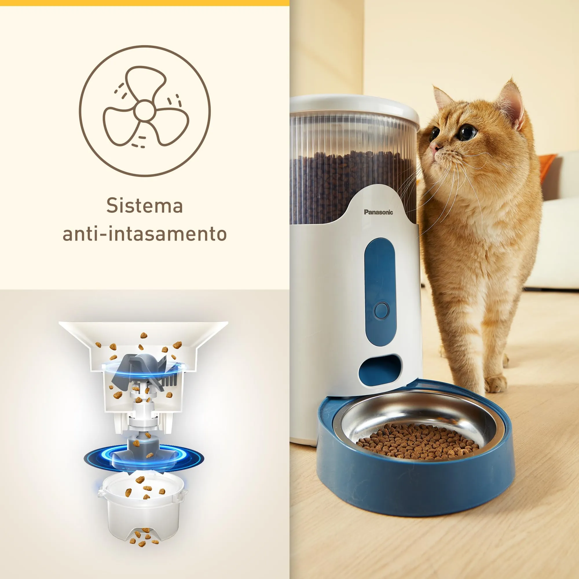 Panasonic CP-JNF01-W Dosatore di Cibo Smart per Animali, Mangiatoia Automatica per Gatti e Cani di Taglia Medio-Piccola, Capacità 2,8L, App Telecomando, Monitoraggio Livello Cibo, Wi-Fi, Bianco - immagine 3