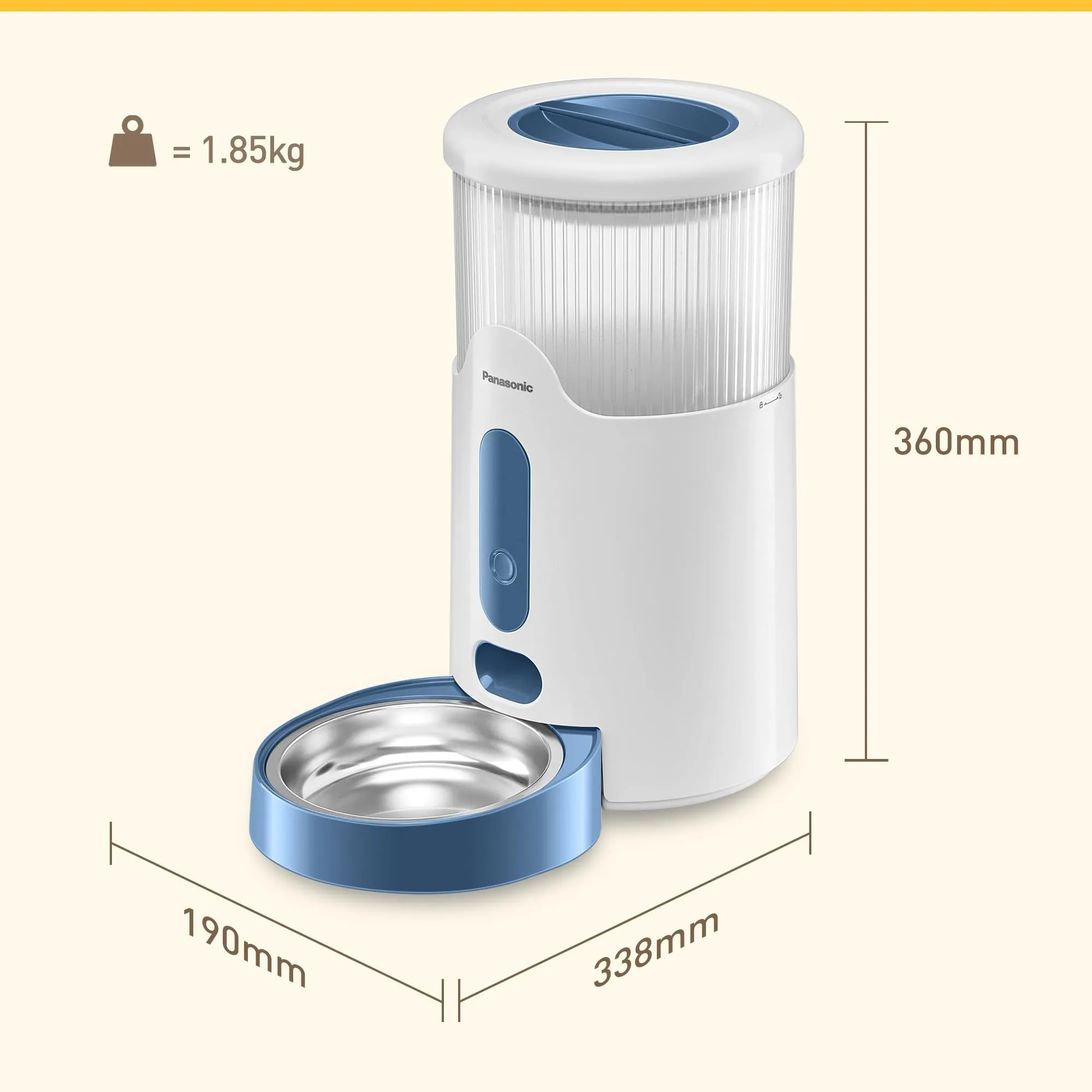 Panasonic CP-JNF01-W Dosatore di Cibo Smart per Animali, Mangiatoia Automatica per Gatti e Cani di Taglia Medio-Piccola, Capacità 2,8L, App Telecomando, Monitoraggio Livello Cibo, Wi-Fi, Bianco - immagine 7