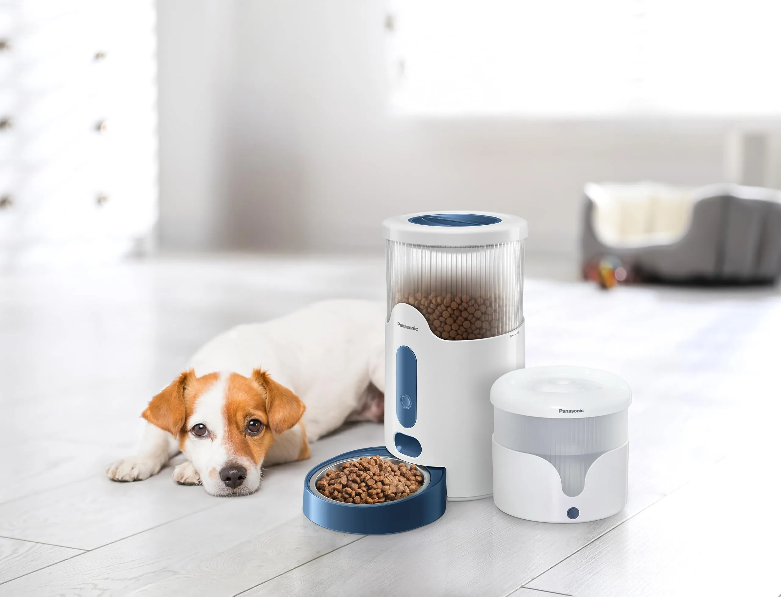 Panasonic CP-JNF01-W Dosatore di Cibo Smart per Animali, Mangiatoia Automatica per Gatti e Cani di Taglia Medio-Piccola, Capacità 2,8L, App Telecomando, Monitoraggio Livello Cibo, Wi-Fi, Bianco - immagine 8