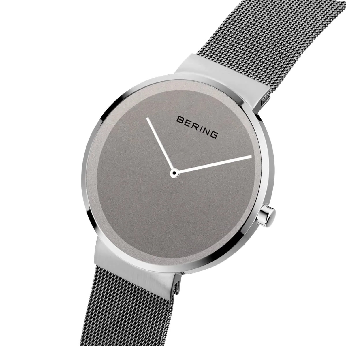 BERING 14539-077 Orologio unisex al quarzo, orologio da polso con cassa in acciaio inossidabile color argento da 39 mm e quadrante grigio, cinturino in maglia milanese, vetro zaffiro, 5 ATM - immagine 2