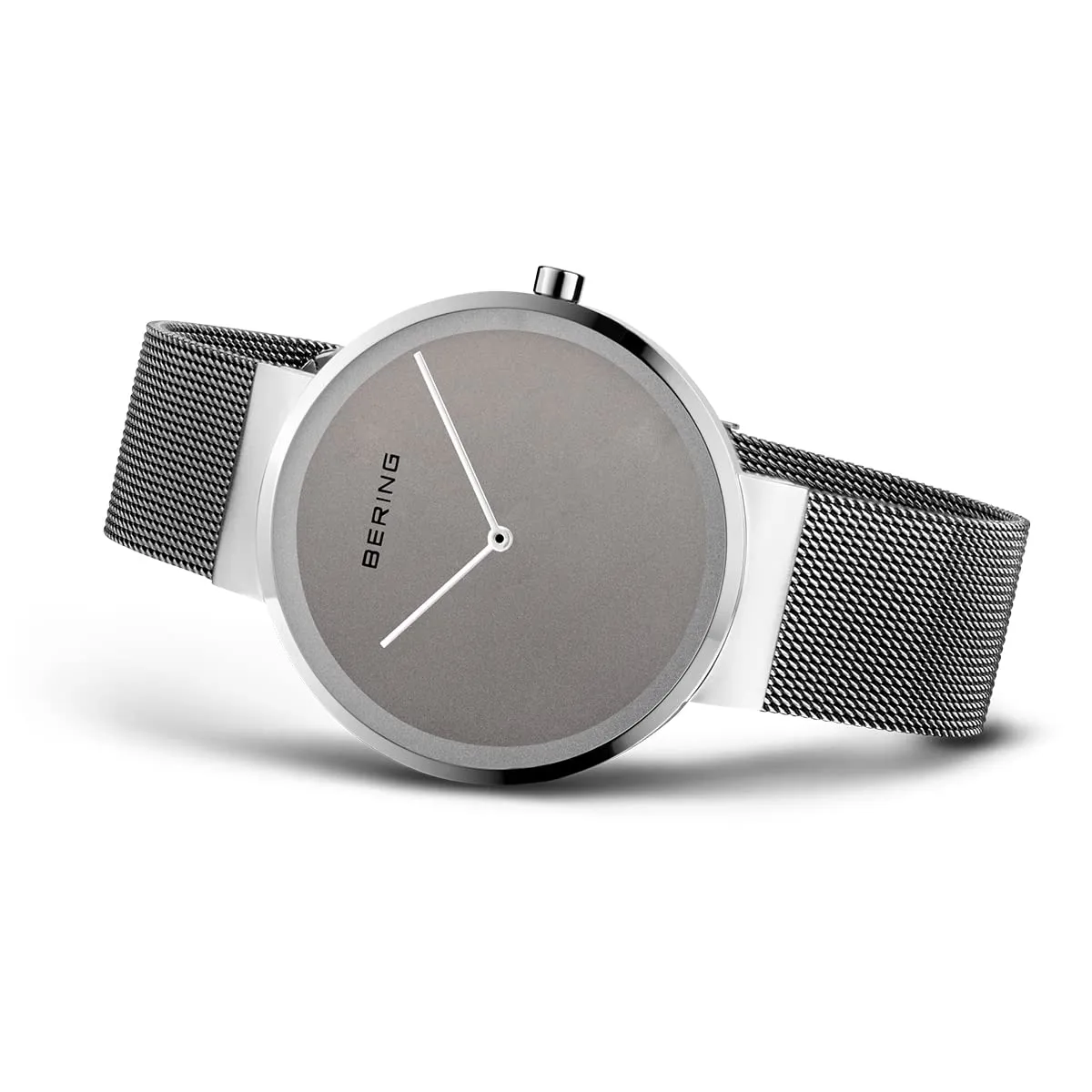 BERING 14539-077 Orologio unisex al quarzo, orologio da polso con cassa in acciaio inossidabile color argento da 39 mm e quadrante grigio, cinturino in maglia milanese, vetro zaffiro, 5 ATM - immagine 4