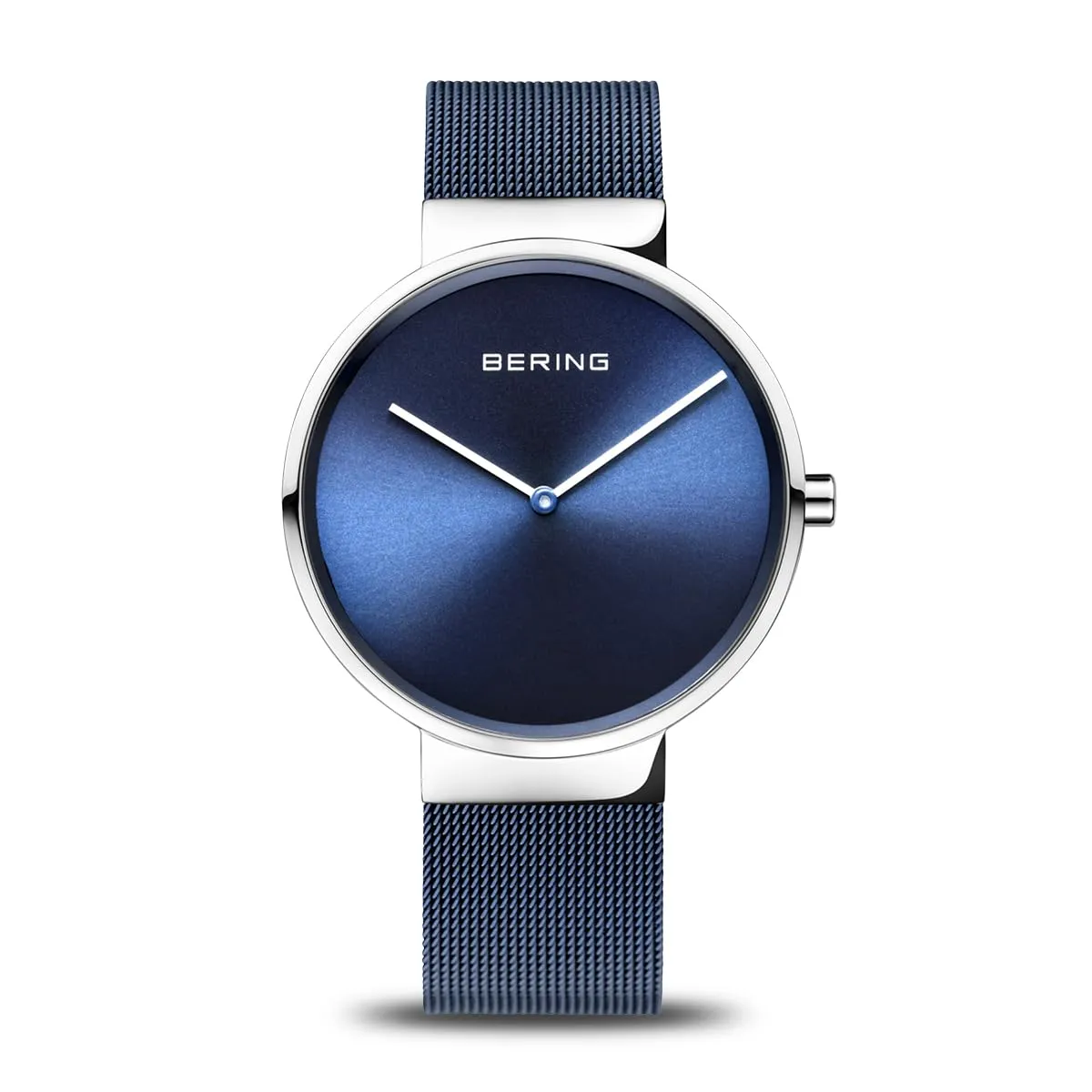 BERING 14539-307 Orologio unisex al quarzo, orologio da polso con cassa in acciaio inossidabile color argento da 39 mm e quadrante blu, cinturino in maglia milanese, vetro zaffiro, 5 ATM - immagine 1