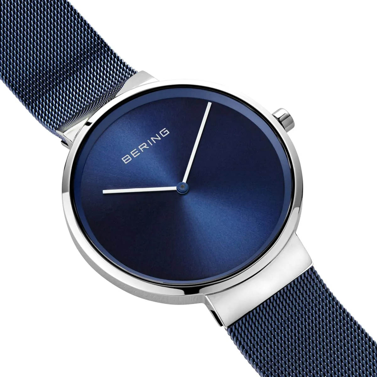 BERING 14539-307 Orologio unisex al quarzo, orologio da polso con cassa in acciaio inossidabile color argento da 39 mm e quadrante blu, cinturino in maglia milanese, vetro zaffiro, 5 ATM - immagine 3