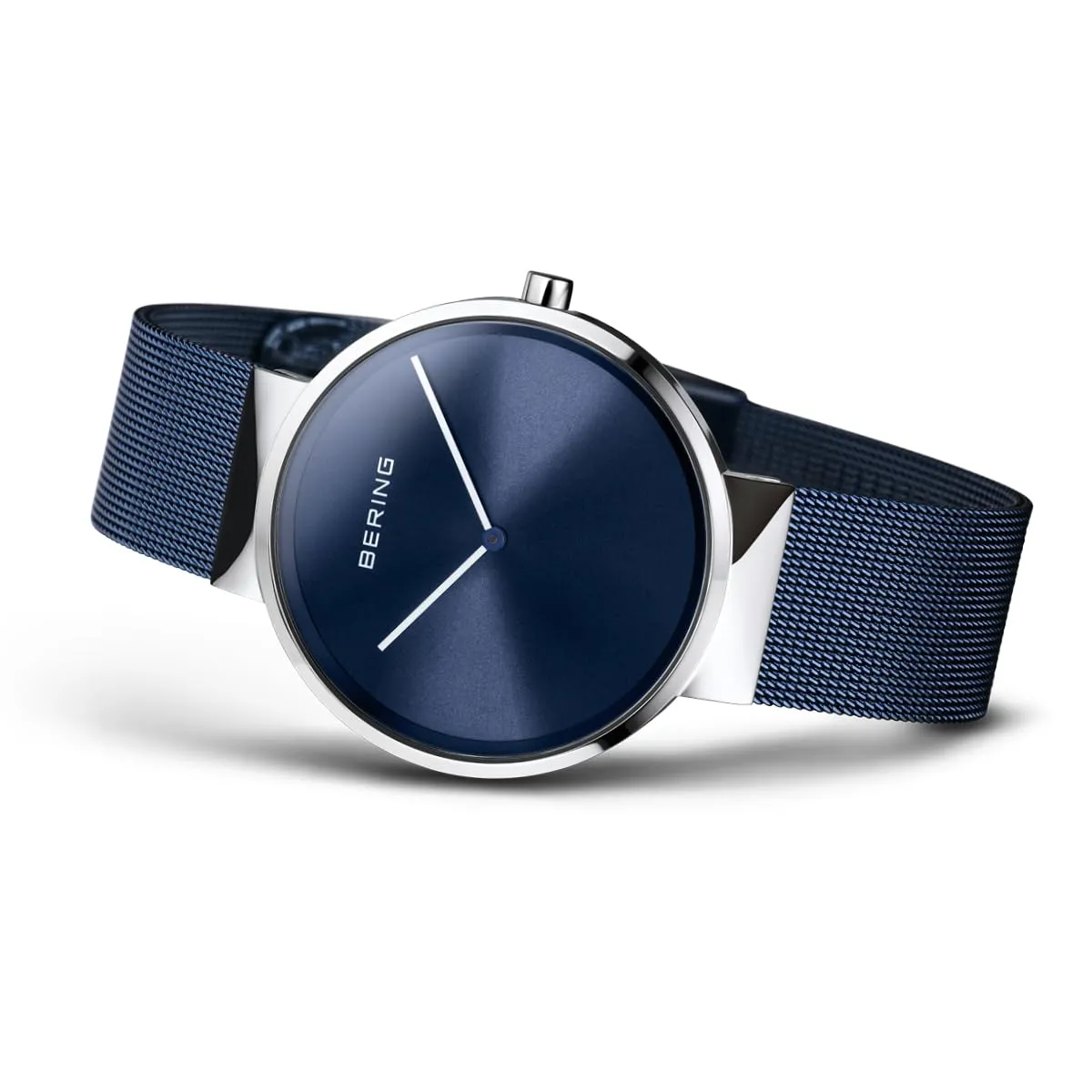 BERING 14539-307 Orologio unisex al quarzo, orologio da polso con cassa in acciaio inossidabile color argento da 39 mm e quadrante blu, cinturino in maglia milanese, vetro zaffiro, 5 ATM - immagine 4