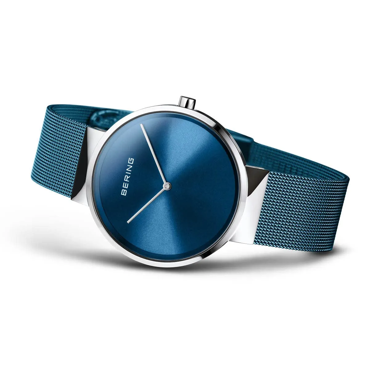 BERING 14539-308 Orologio unisex al quarzo, orologio da polso con cassa in acciaio inossidabile color argento da 39 mm e quadrante blu, cinturino in maglia milanese, vetro zaffiro, 5 ATM - immagine 4