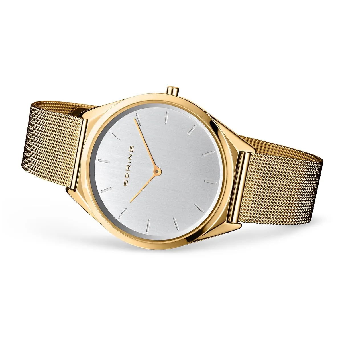 BERING 17039-334 Orologio unisex al quarzo, orologio da polso con cassa in acciaio inossidabile color oro da 39 mm e quadrante color argento, cinturino in maglia milanese, vetro zaffiro, 3 ATM - immagine 4