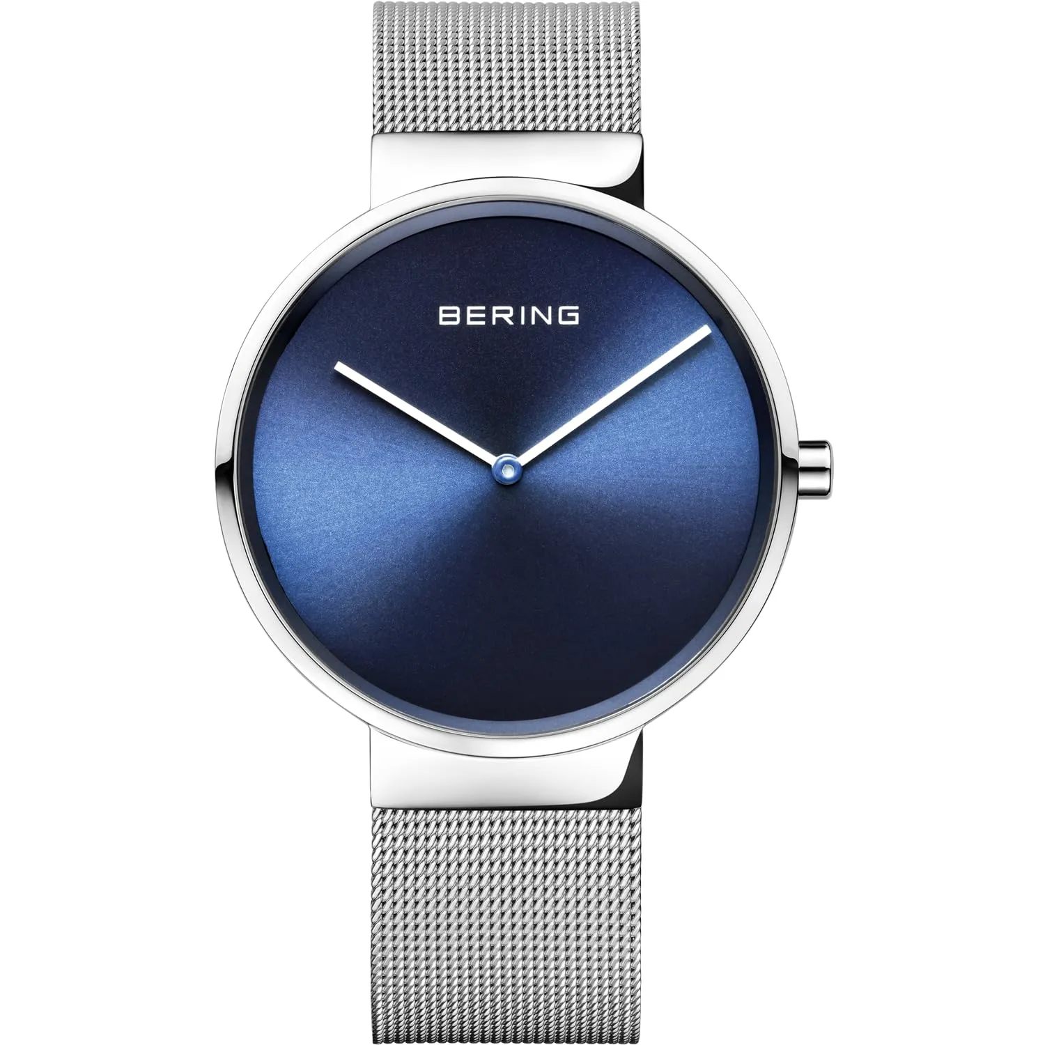 BERING 14539-007 Orologio unisex al quarzo, orologio da polso con cassa in acciaio inossidabile color argento da 39 mm e quadrante blu, cinturino in maglia milanese, vetro zaffiro, 5 ATM - immagine 1