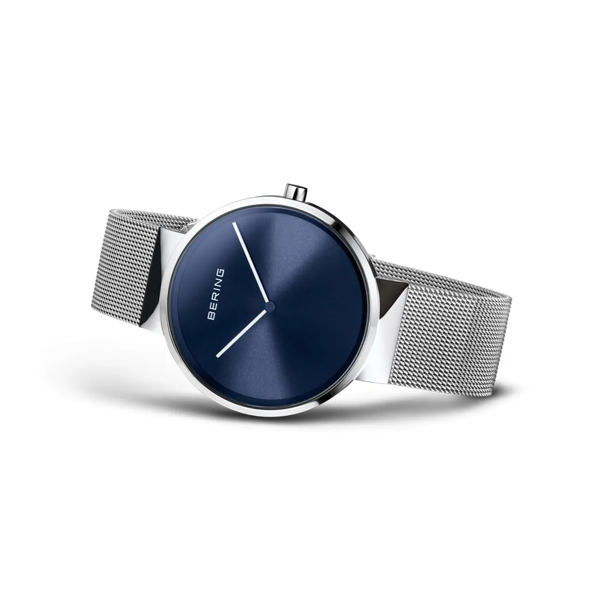 BERING 14539-007 Orologio unisex al quarzo, orologio da polso con cassa in acciaio inossidabile color argento da 39 mm e quadrante blu, cinturino in maglia milanese, vetro zaffiro, 5 ATM - immagine 2