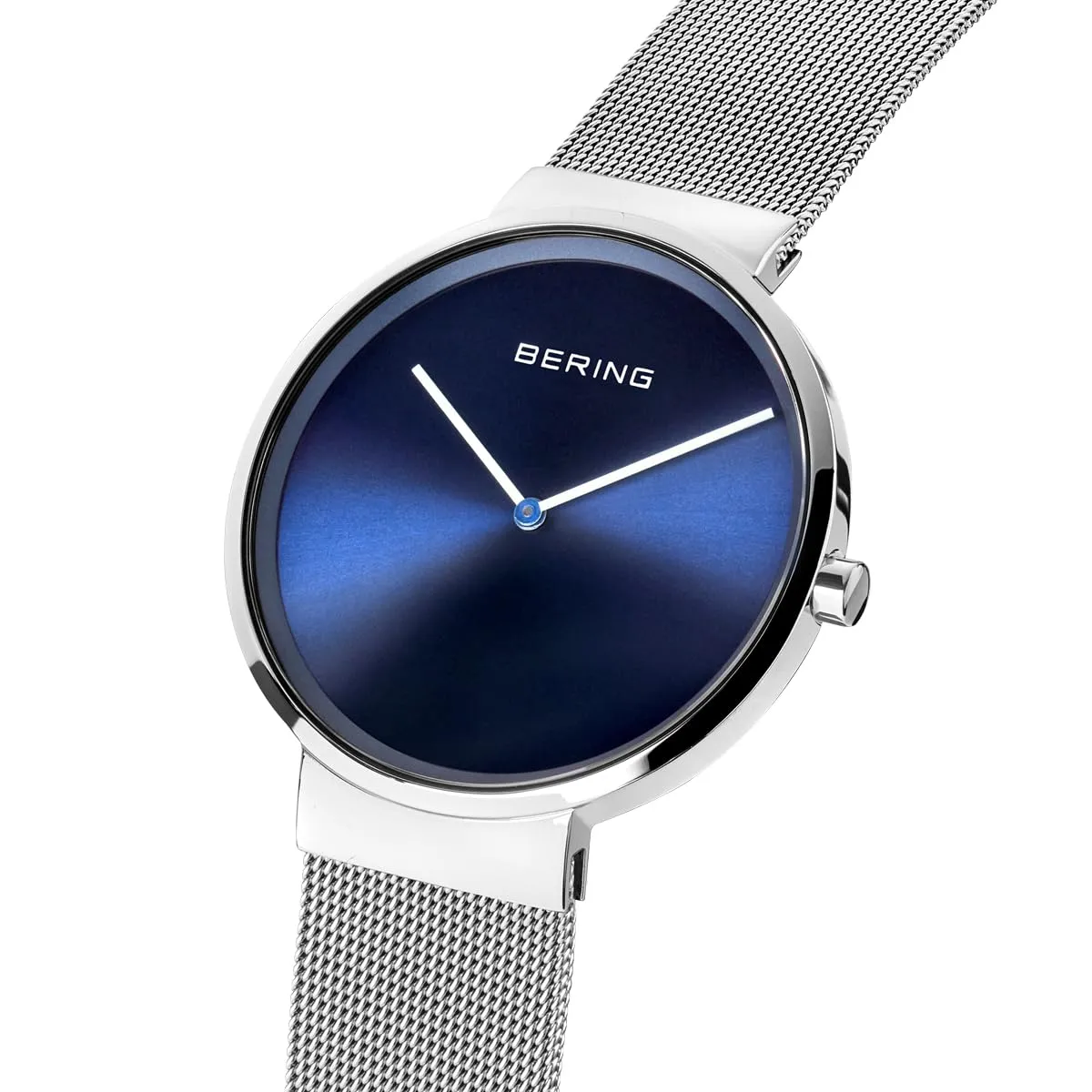 BERING 14539-007 Orologio unisex al quarzo, orologio da polso con cassa in acciaio inossidabile color argento da 39 mm e quadrante blu, cinturino in maglia milanese, vetro zaffiro, 5 ATM - immagine 3